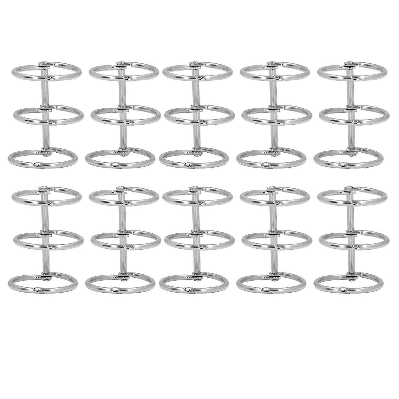 10Pcs 3 Ring Metal Loose Leaf Binders Stainless Steel Book Rings Photo Album Binding Spines for Notebook Travel Diary 25mm for 200Pcs A4 Paper