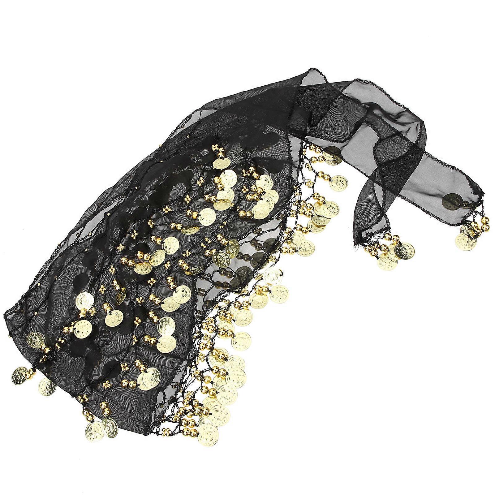 Belly Dance Hip Scarf Accessory for Dancing 1 Piece with Sequins Black