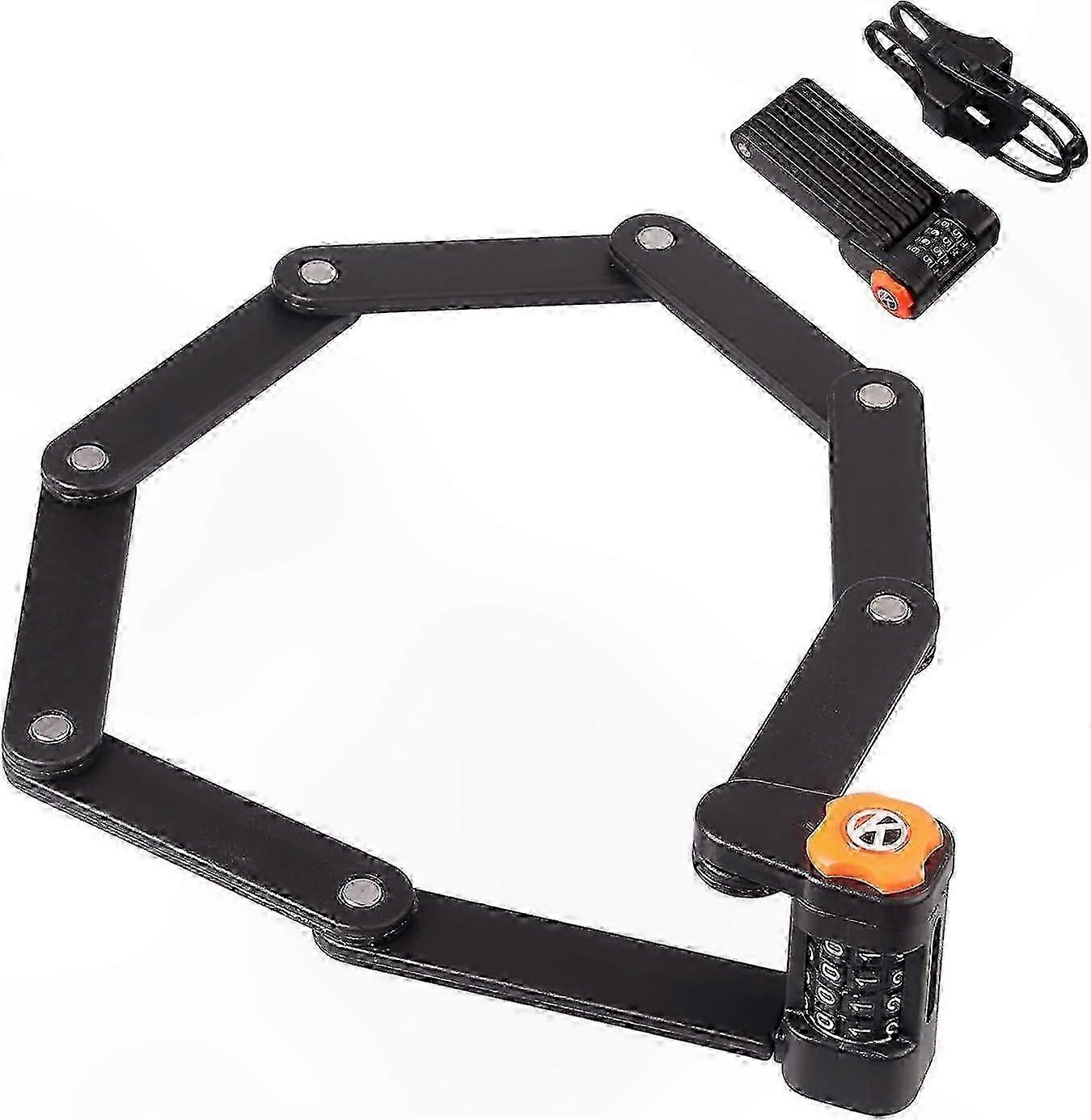 8-Section Folding Bike Lock, 4-Digit Code Padlock, Scissor-Proof Design, Durable Steel Links for Secure Locking