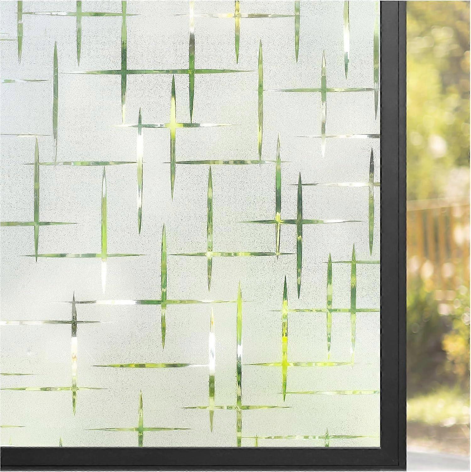 Cross pattern privacy window film, adhesive-free electrostatic window film