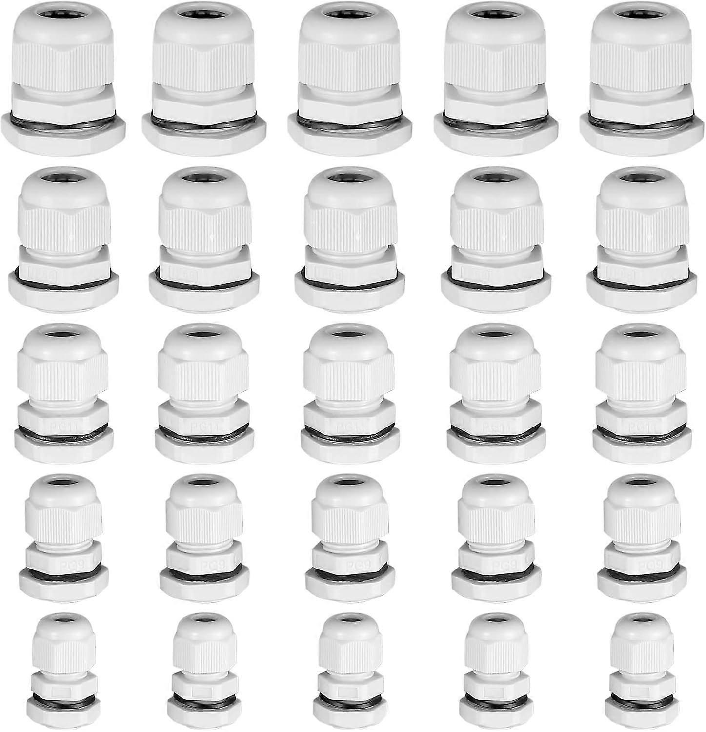 25 Pcs Cable Glands, Nylon Cable Glands, Waterproof Cable Connectors - PG7 PG9
