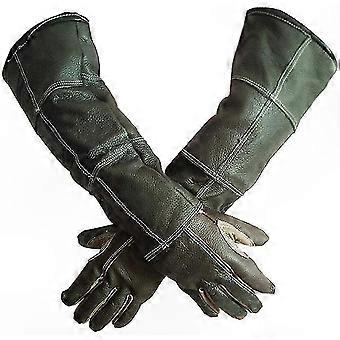 Ultra-Long Leather Anti-Bite Gloves for Safe Animal Handling, Ideal for Reptiles and Cats