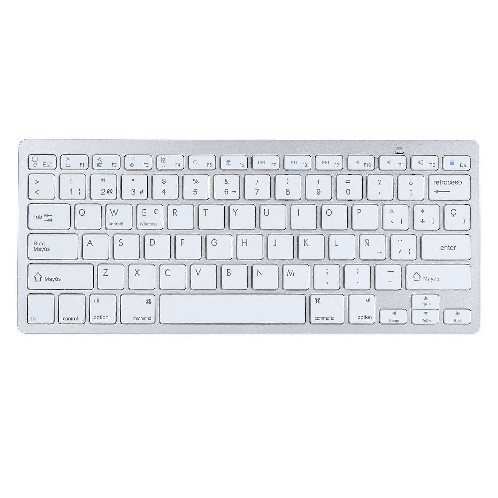 78 Keys Spanish Wireless Bluetooth Keyboard Thin Lightweight Silent Spanish Bluetooth Keyboard for Laptop Computer Desktop
