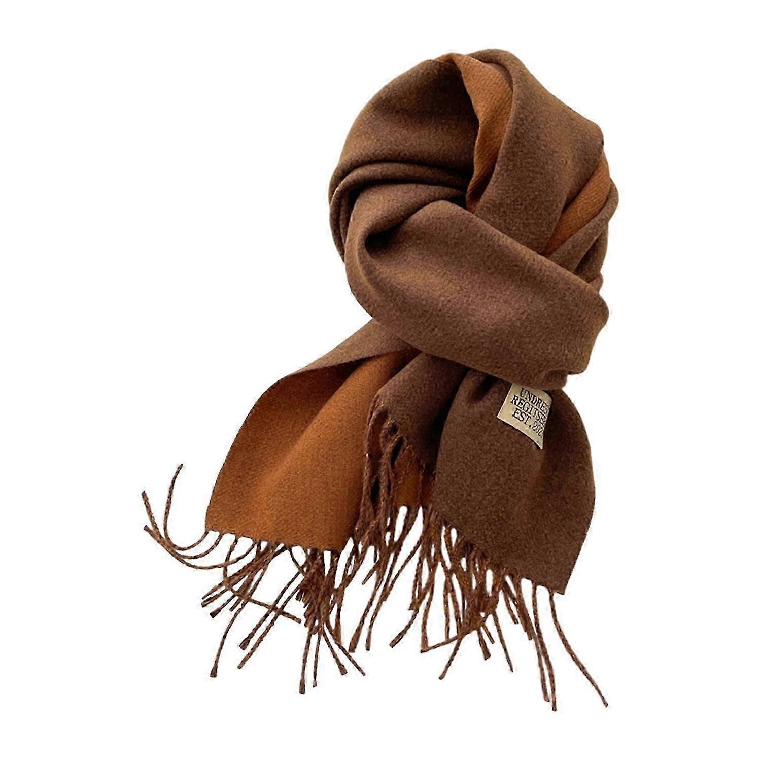 Winter Scarf Double-Sided Solid Color Unisex Scarf with Tassel Soft Comfortable Warm Scarf for Cold