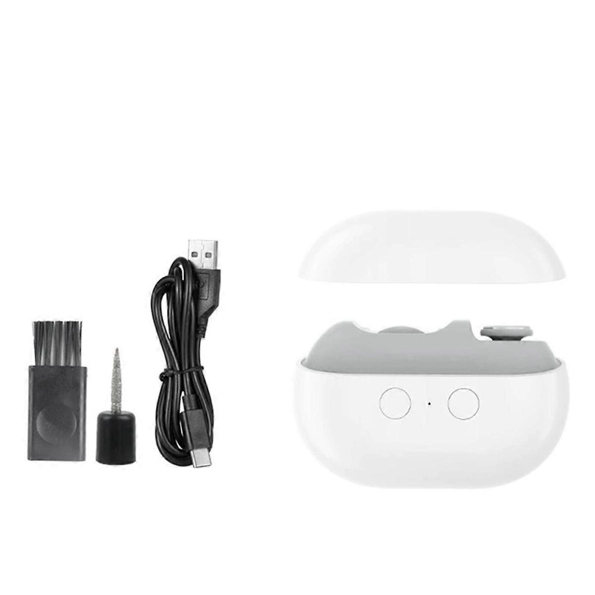 2-in-1 USB Rechargeable Electric Nails Clipper and Polisher with LED Light Automatic Manicure Tool