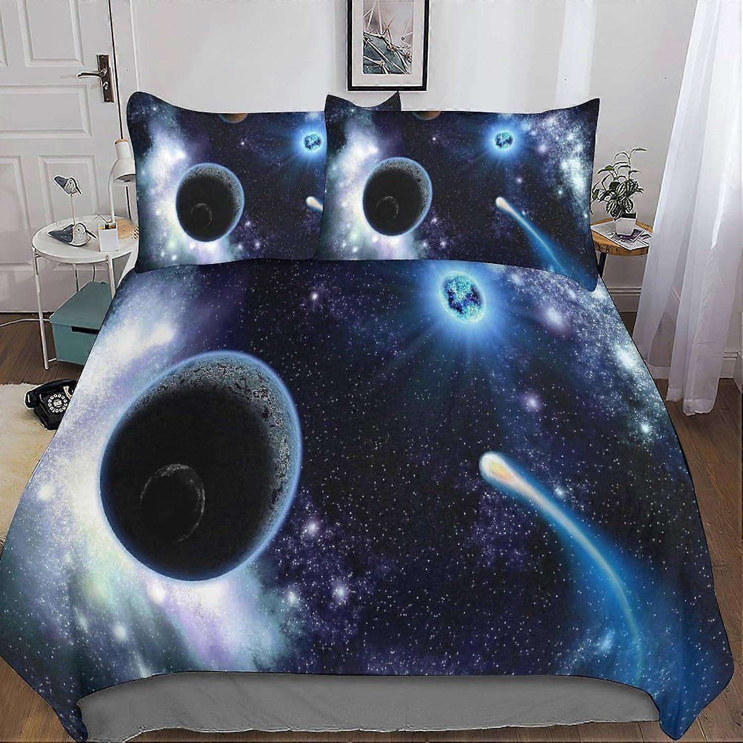 Bedding Single Bed Set Galaxy Printed Duvet Cover Super Soft Microfiber Bedding Set with Zipper with Pillowcases Quilt Cover Hypoallergenic for in Kid