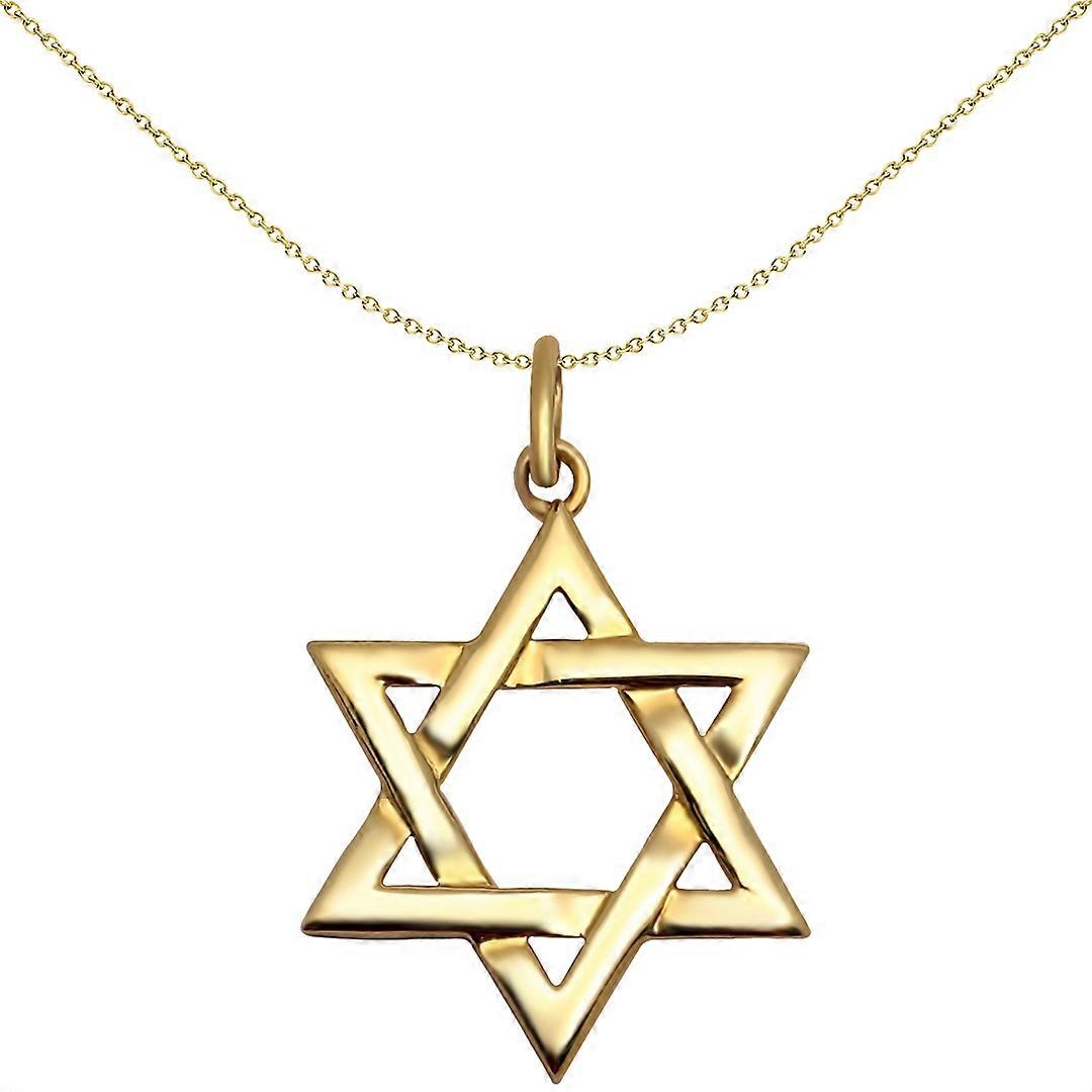 Jewelco London Pendentif Magen David Star Charm en or jaune massif 9 carats