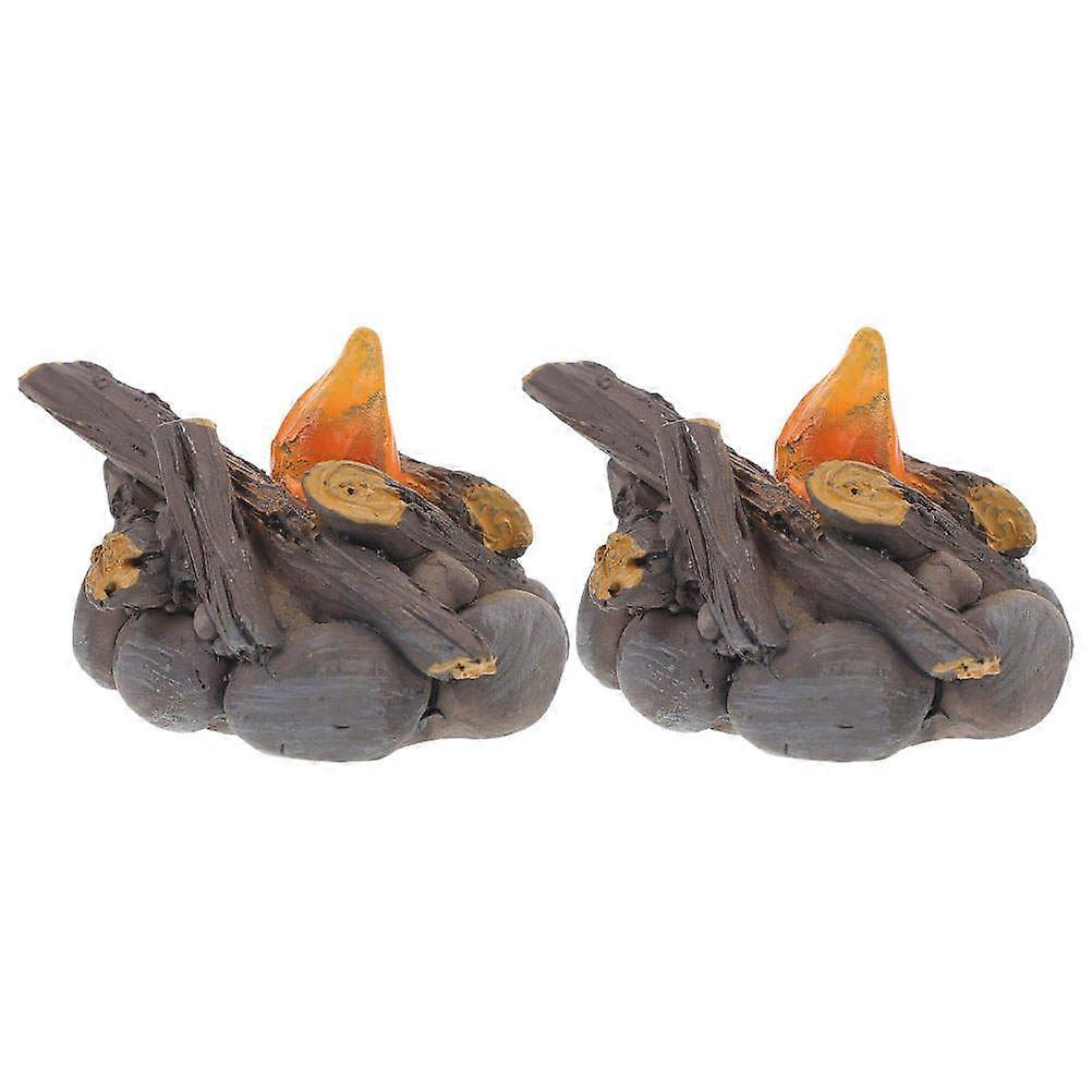 Micro Landscape Scene Setting Fake Bonfire Model for Home Use 2Pcs