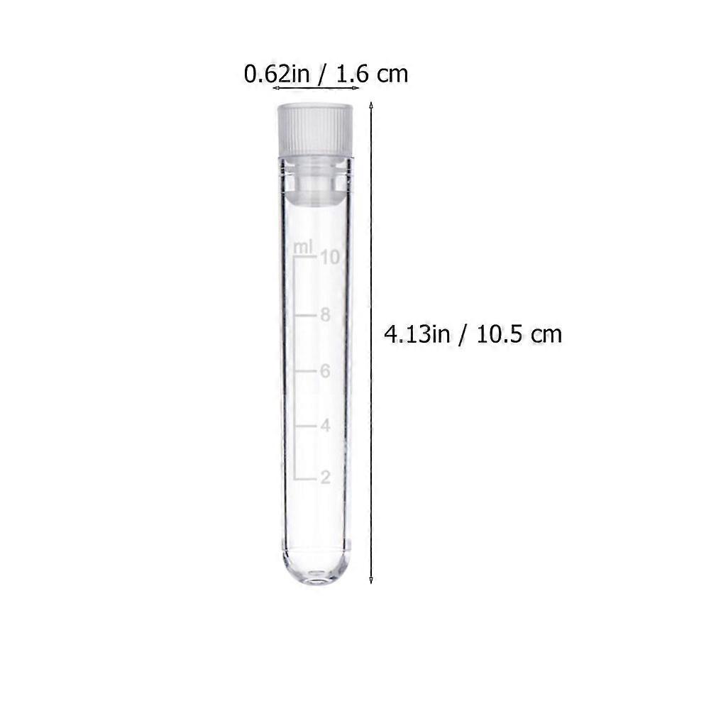 Sample Test Tube Plastic Sample Bottle Home Experiment Cylindrical White Storage 50Pcs