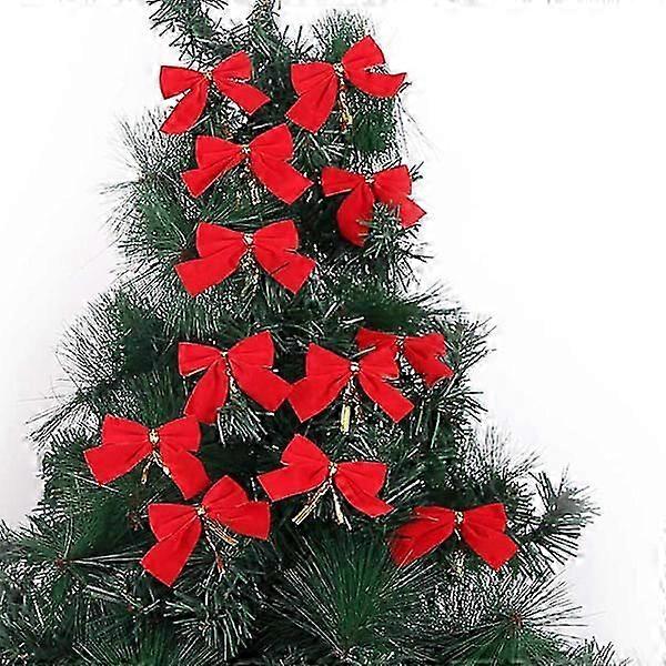 /#/12 small Christmas tree decorations in the form of rosettes, red/#/