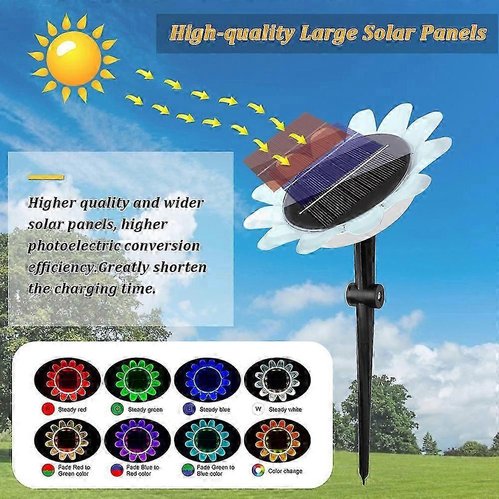 2Pcs Colorful Solar Floating Pool Lights Lawn Sunflower Petal Decorative Lights