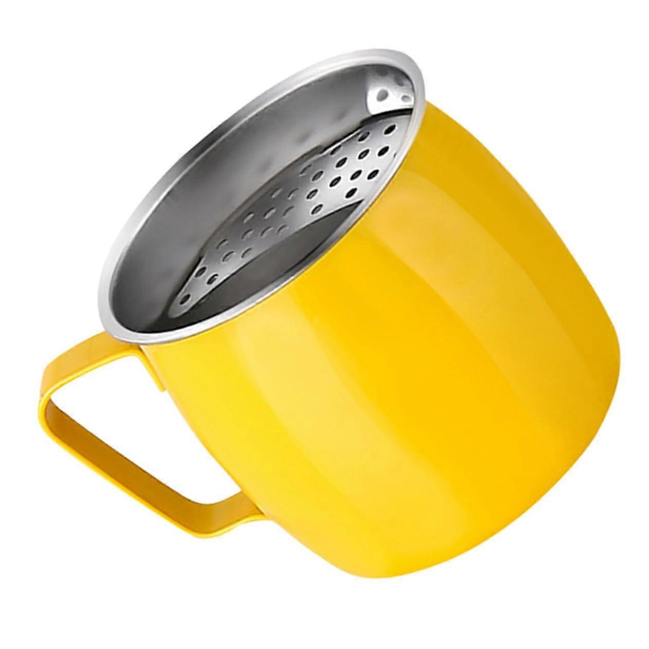 Stainless Steel Tea Filtering Cup With Handle Yellow Strainer Mug For Office Home Use Tea Infusion