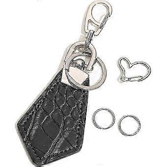 Crocodile Grain Leather Keychain, Unisex, Hand-oiled Edges, For Car and House Keys