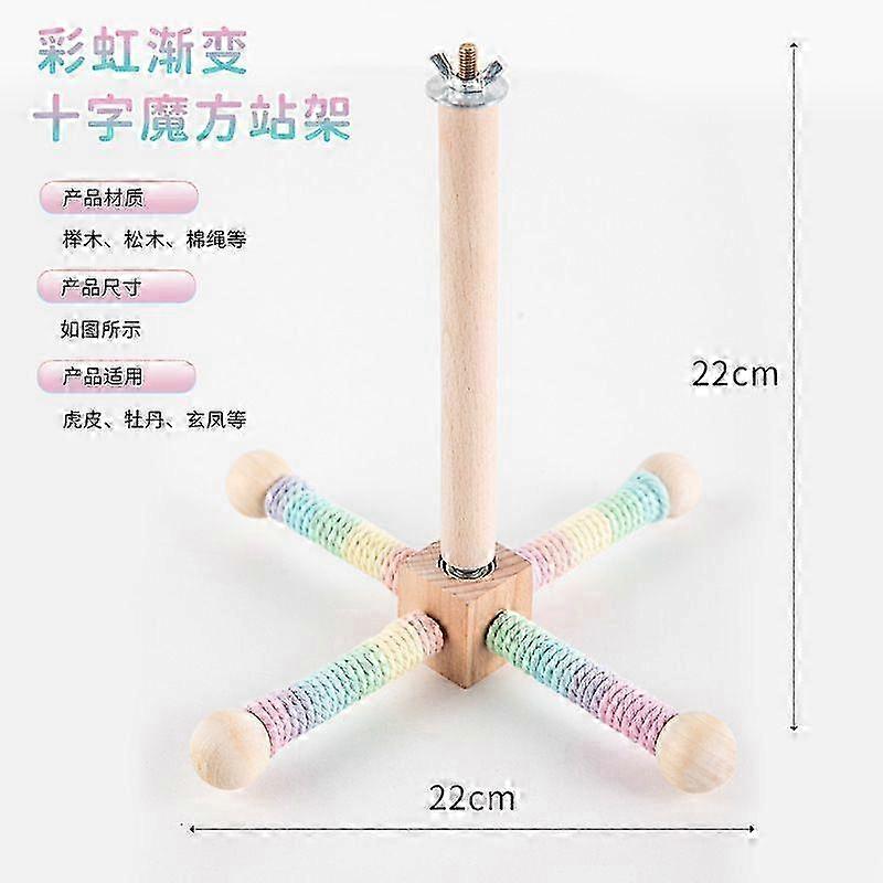 Bird Stand Perch Toy, 360 Rotating Bird Perch Toy Cage Accessories Interactive Spinning Parakeet Wooden Exercise Wheel Parrot
