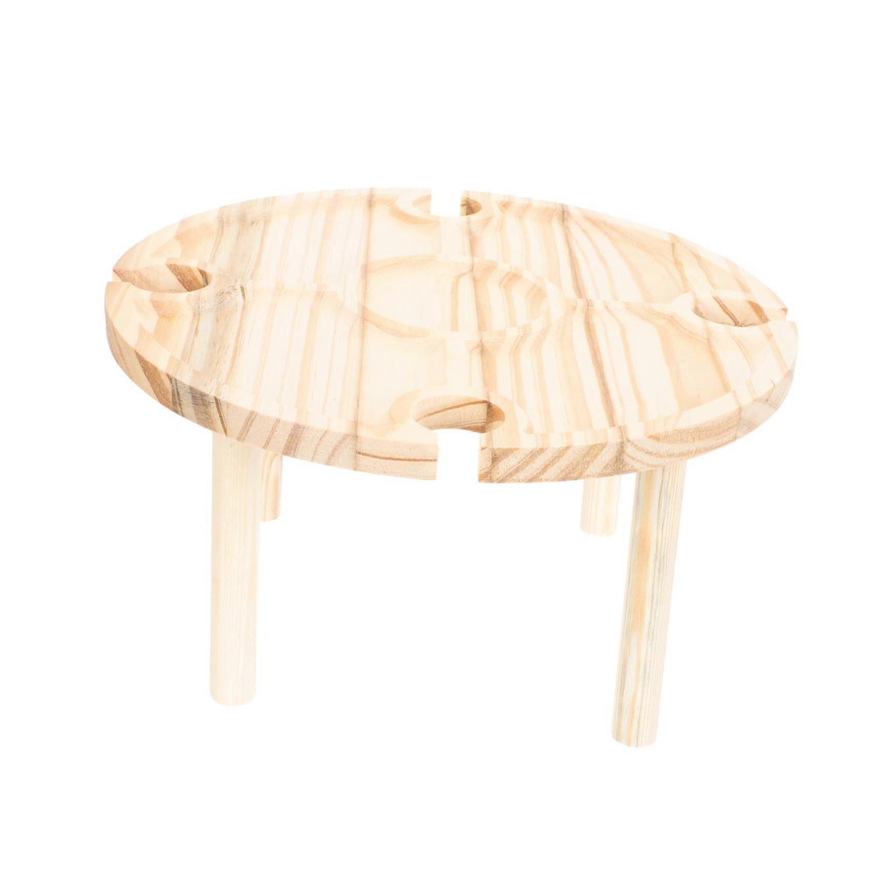 Folding Outdoor Picnic Table Wooden Portable Wine Table Compact Beverage Desk for Camping and BBQ