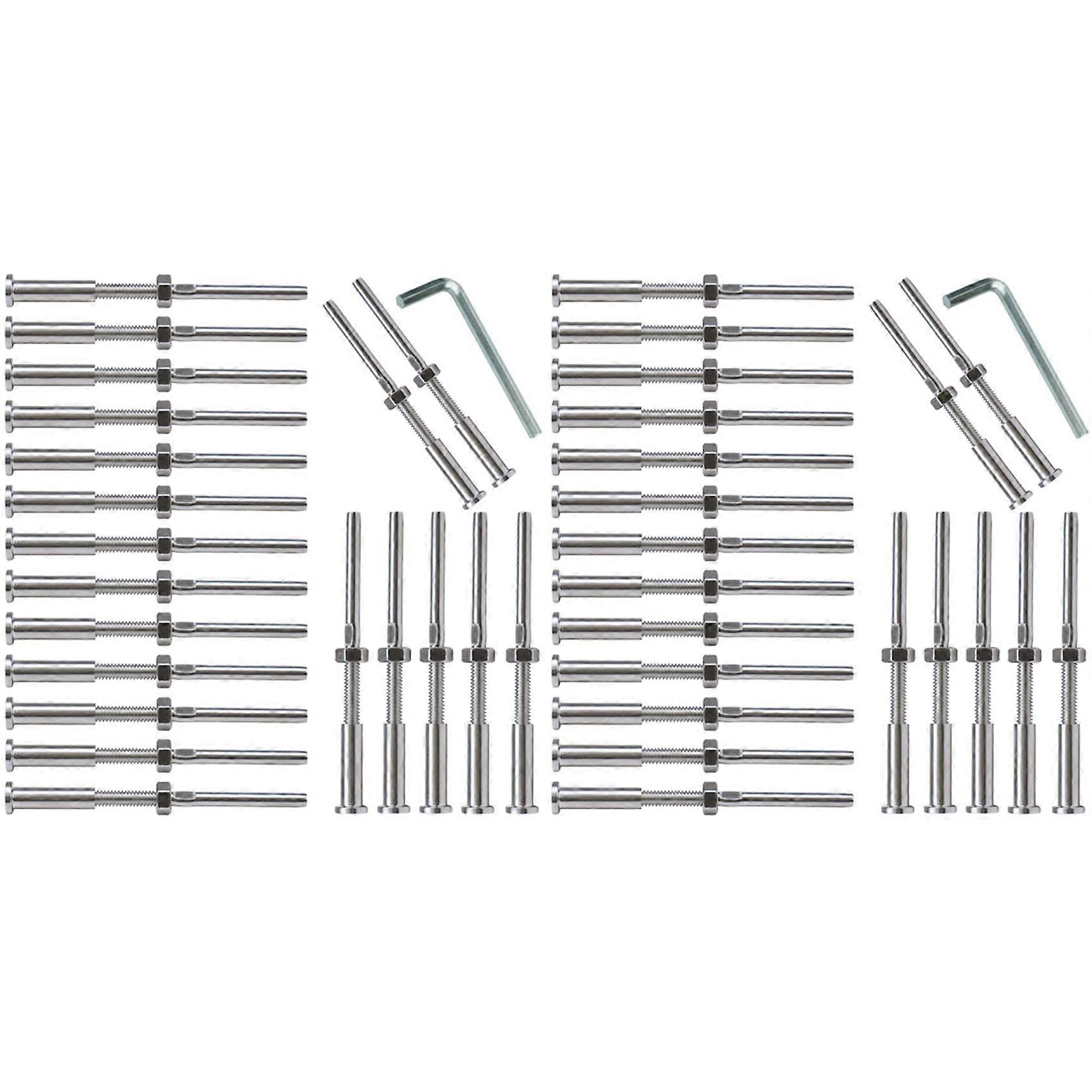 40Pcs Turnbuckle Hand Swage Threaded Stud Hex Head Fitting Receiver Terminal for 1/8 Inch Cable Rail