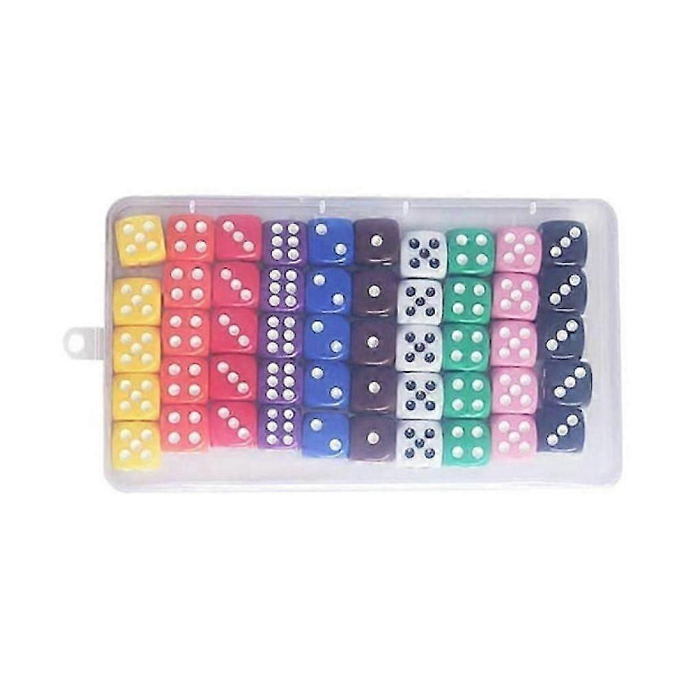 siubich Dice Set, 6 Sided Standard Colored Dices Includes Storage Bag, for Board Games, Parties, Classroom Math Bulk Dice50 Pieces, 16MM