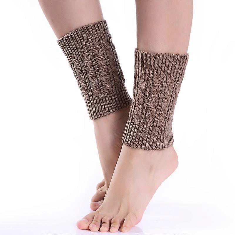 Brown and linen pattern short socks autumn and winter wool knitted warm 3-pack