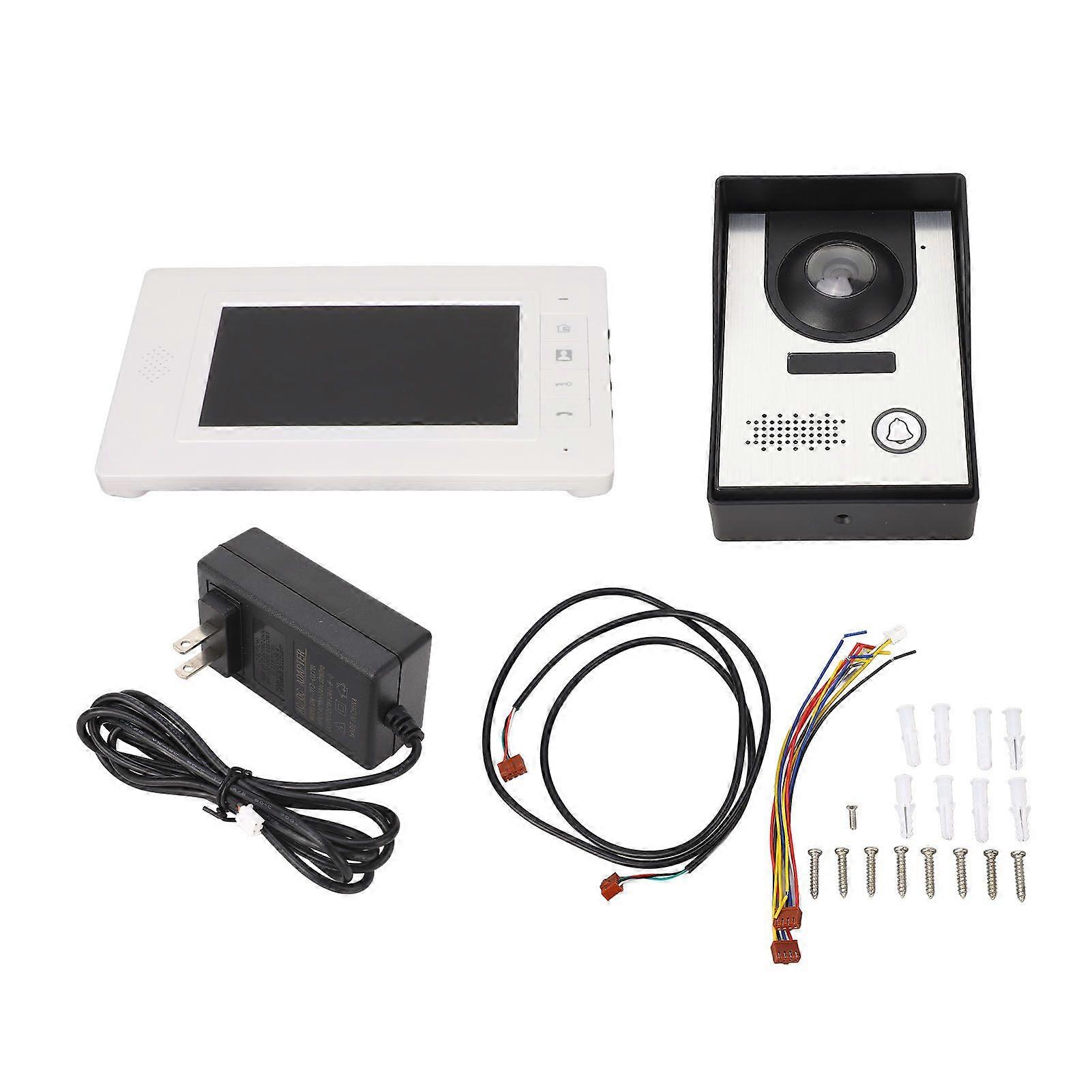 7 Inch Home Intercom Doorbell Hands Free Night Vision Wired Video Doorbell Intercom System for Home 100240V US Plug