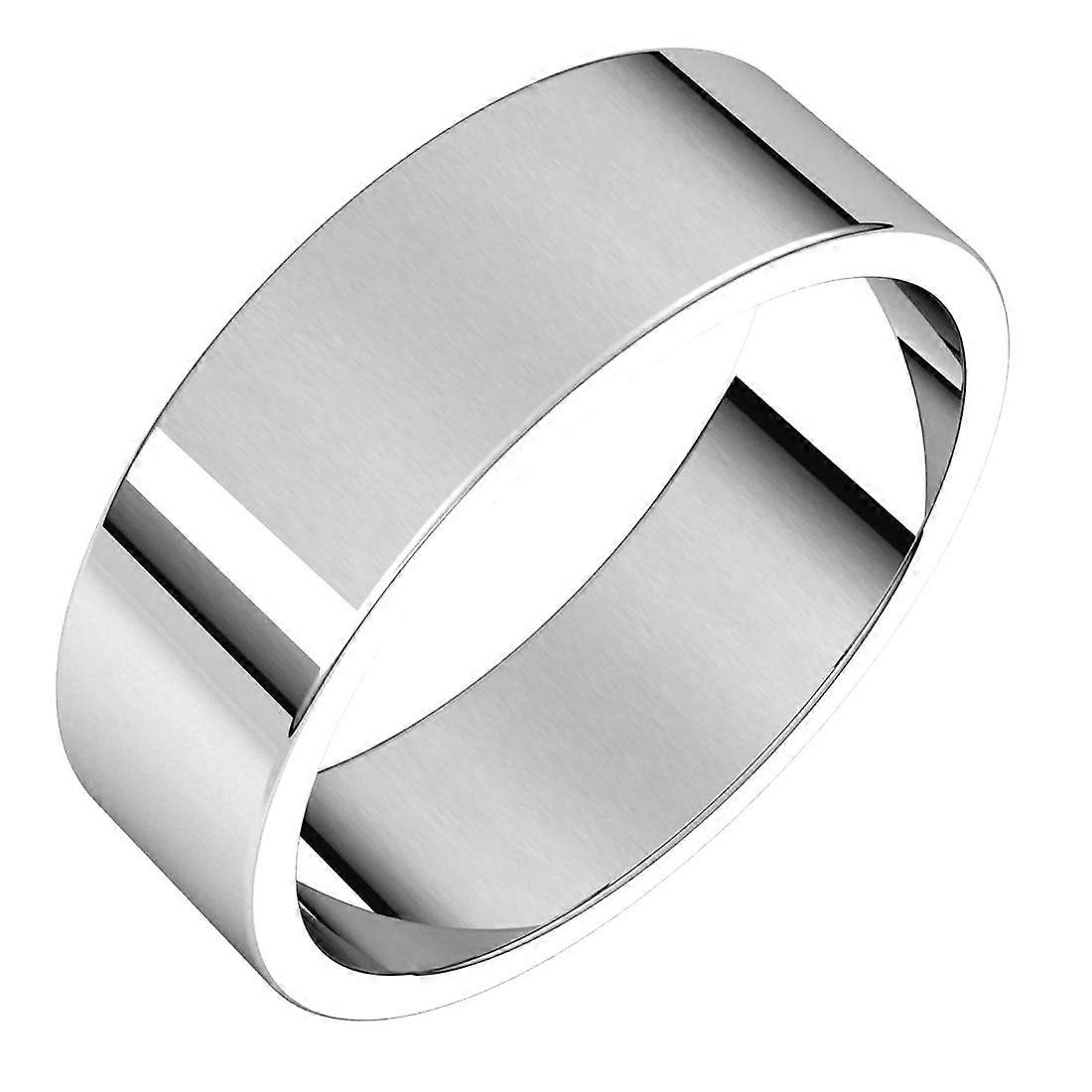 10k valkokultainen 6 mm:n litteä sormus, 8-sormus naisille ja miehille