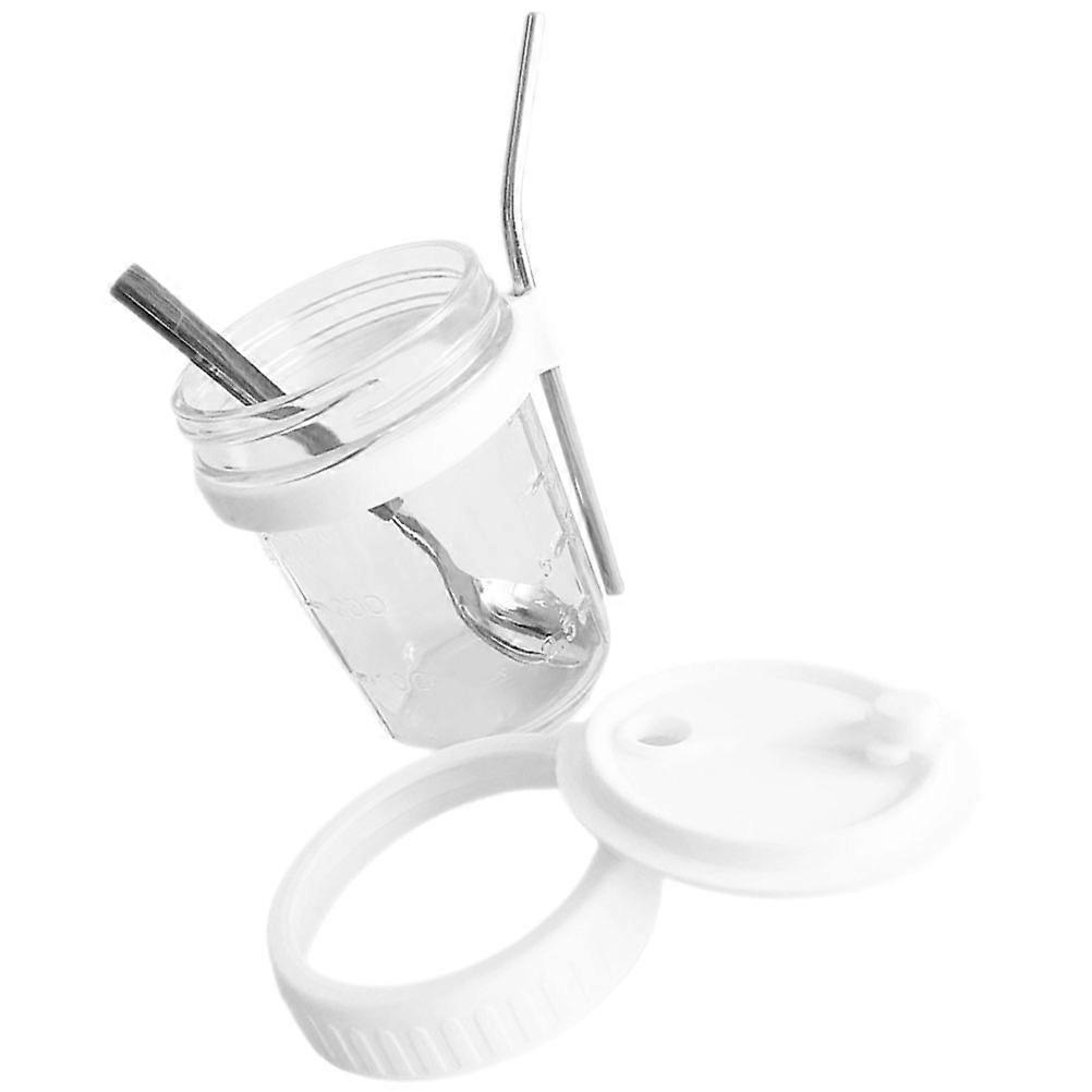 Overnight Oats Jar with Lid for Storage 1Set White Stylish Design