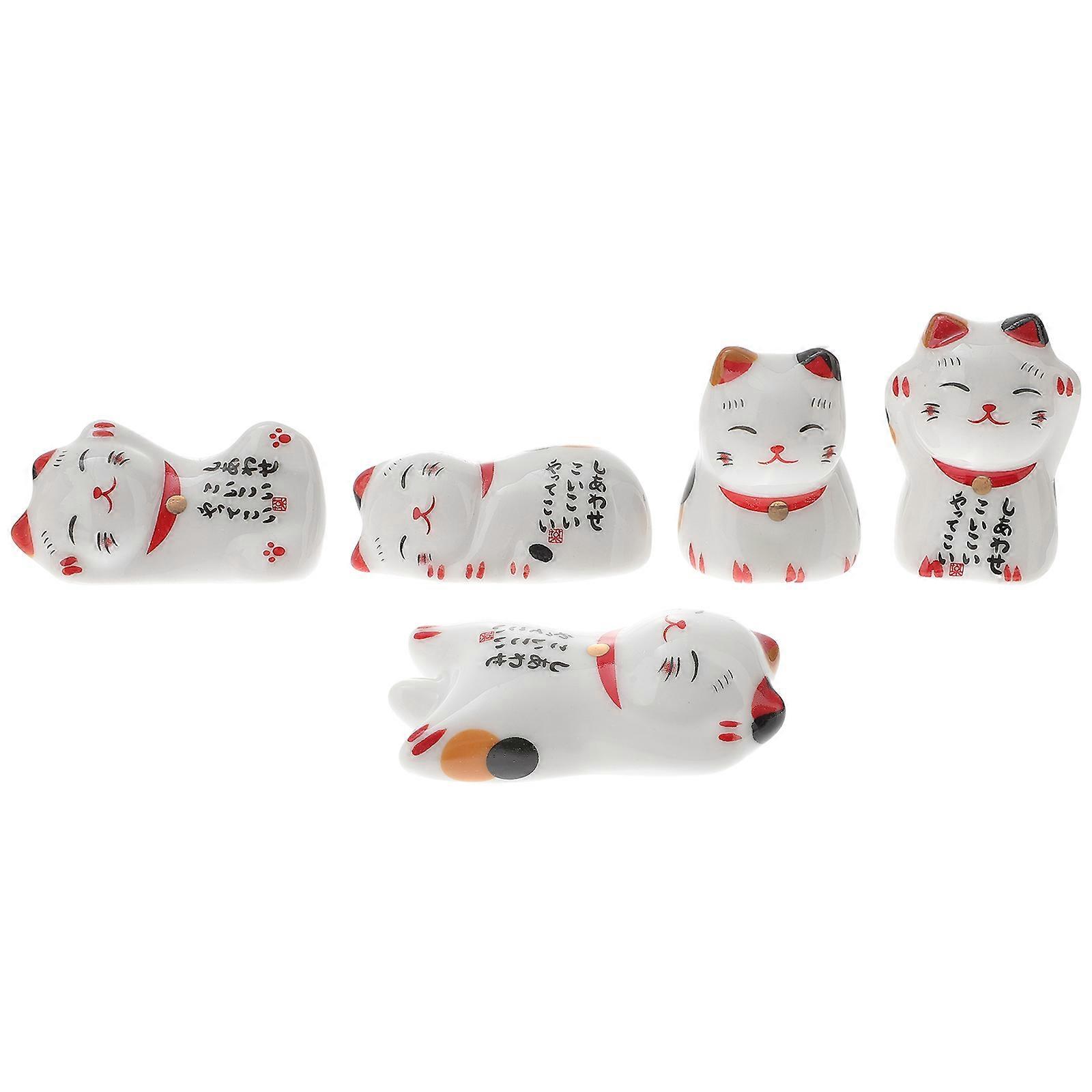Cat Shape Chopsticks Rack Prevent Contamination Ceramic 5Pcs