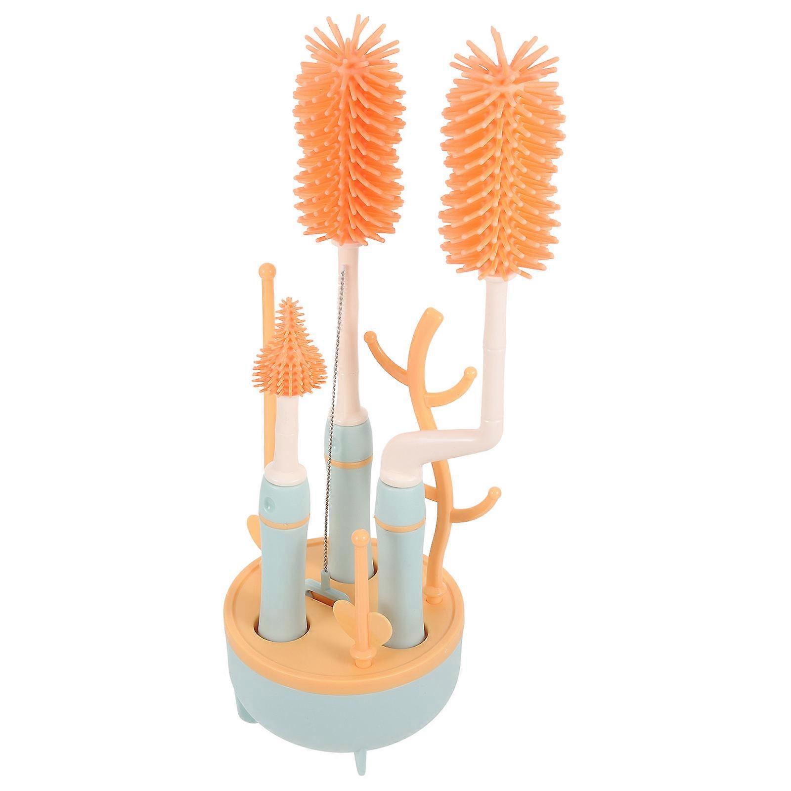 Baby Bottles Cleaner Bottle Brush for Cleaning 3Sets with Blue Stand