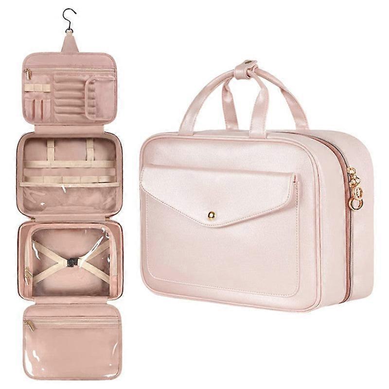 Pink Multifunctional Travel Toiletry Organizer With Hanger And Large Storage Capacity Packing Organisers