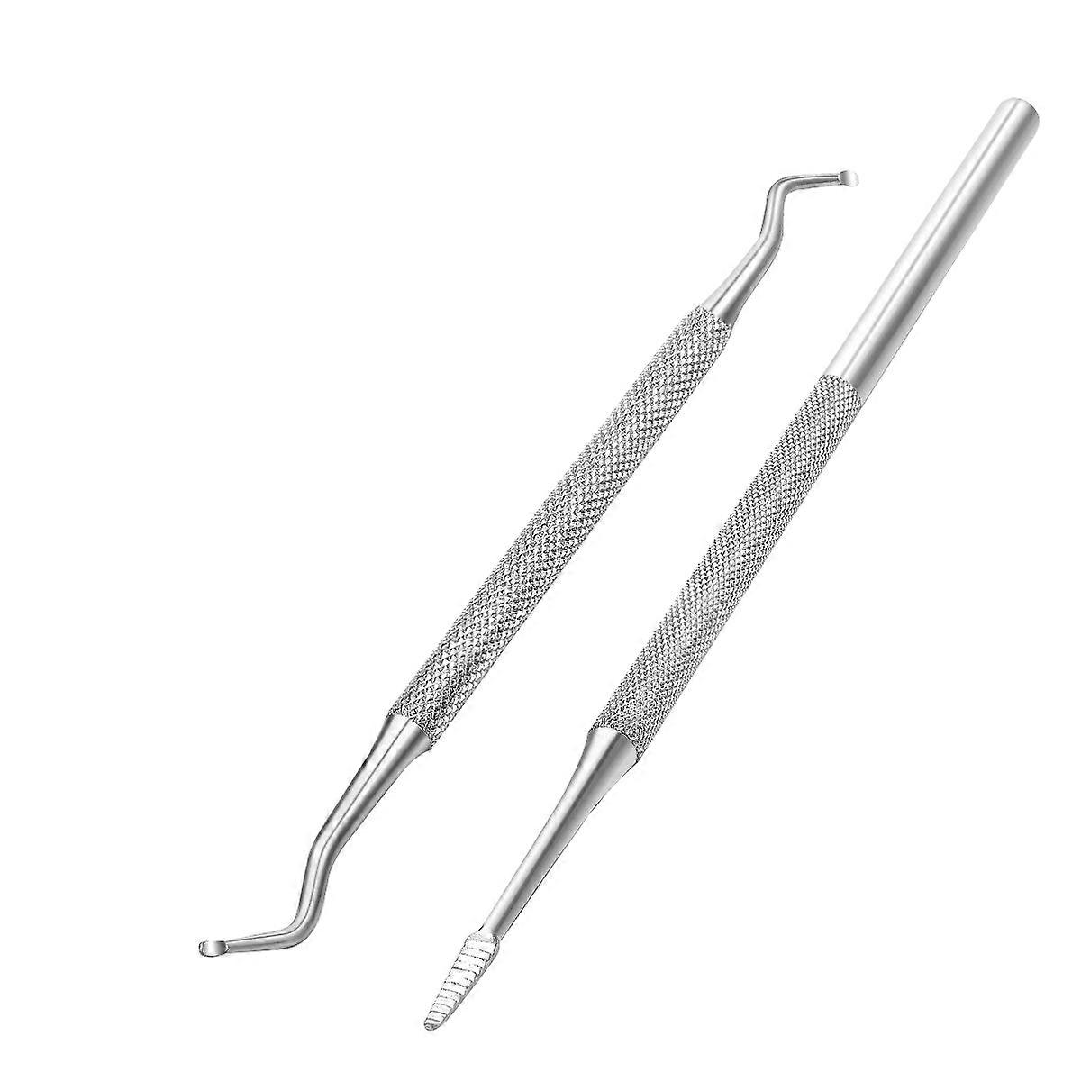 Cuticle Remover Spoon Stainless Steel Tool for Clean Use 2Pcs Silver
