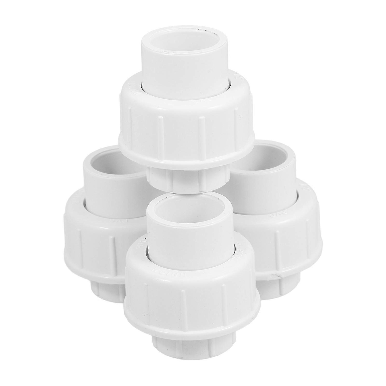 Pvc Fittings Pipe Connectors Adapter Union For Swimming Pools High Impact Resistance Round Style 4Pcs
