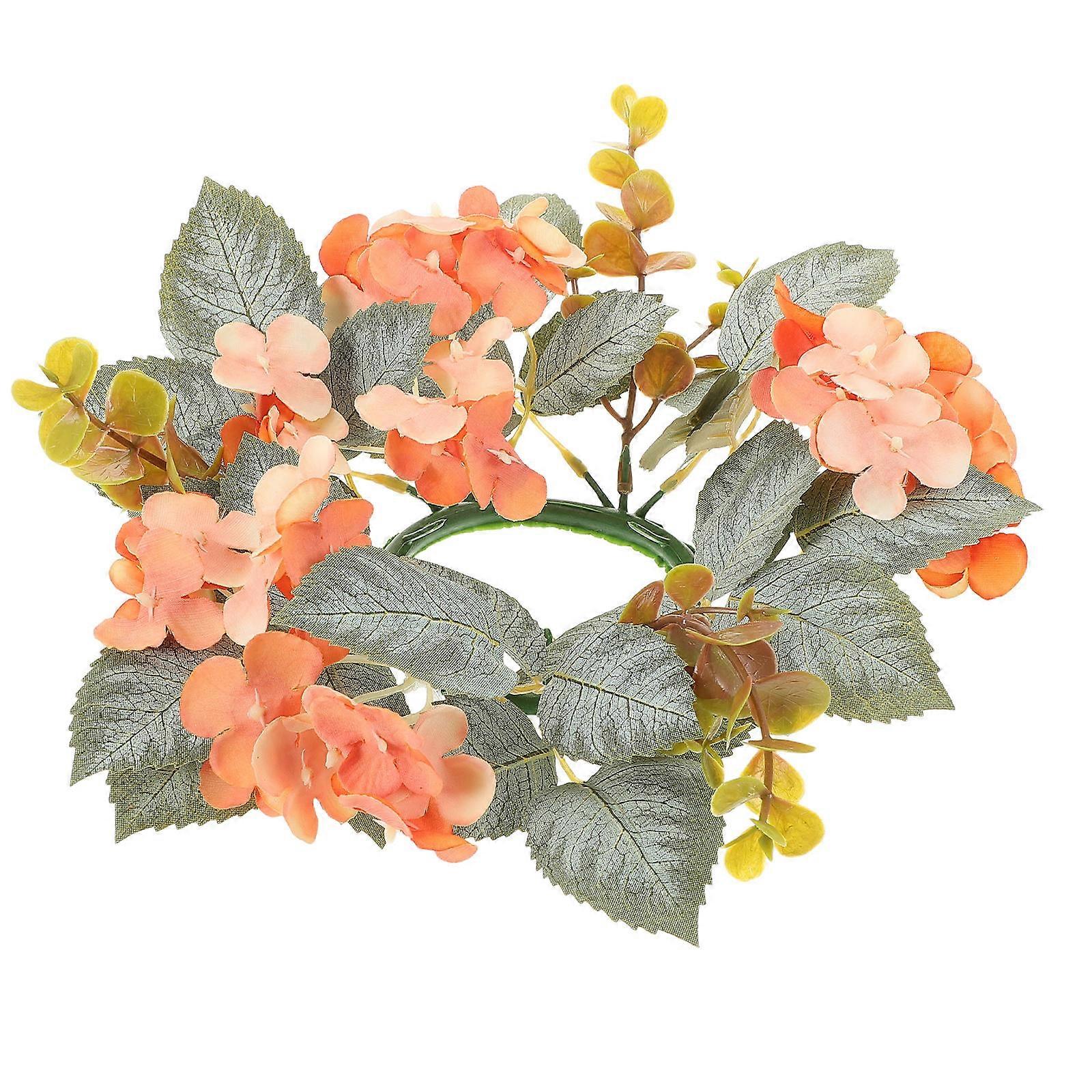 Artificial Hydrangea Candle Rings Wreath for Wedding Tabletop Decorations 4Pcs