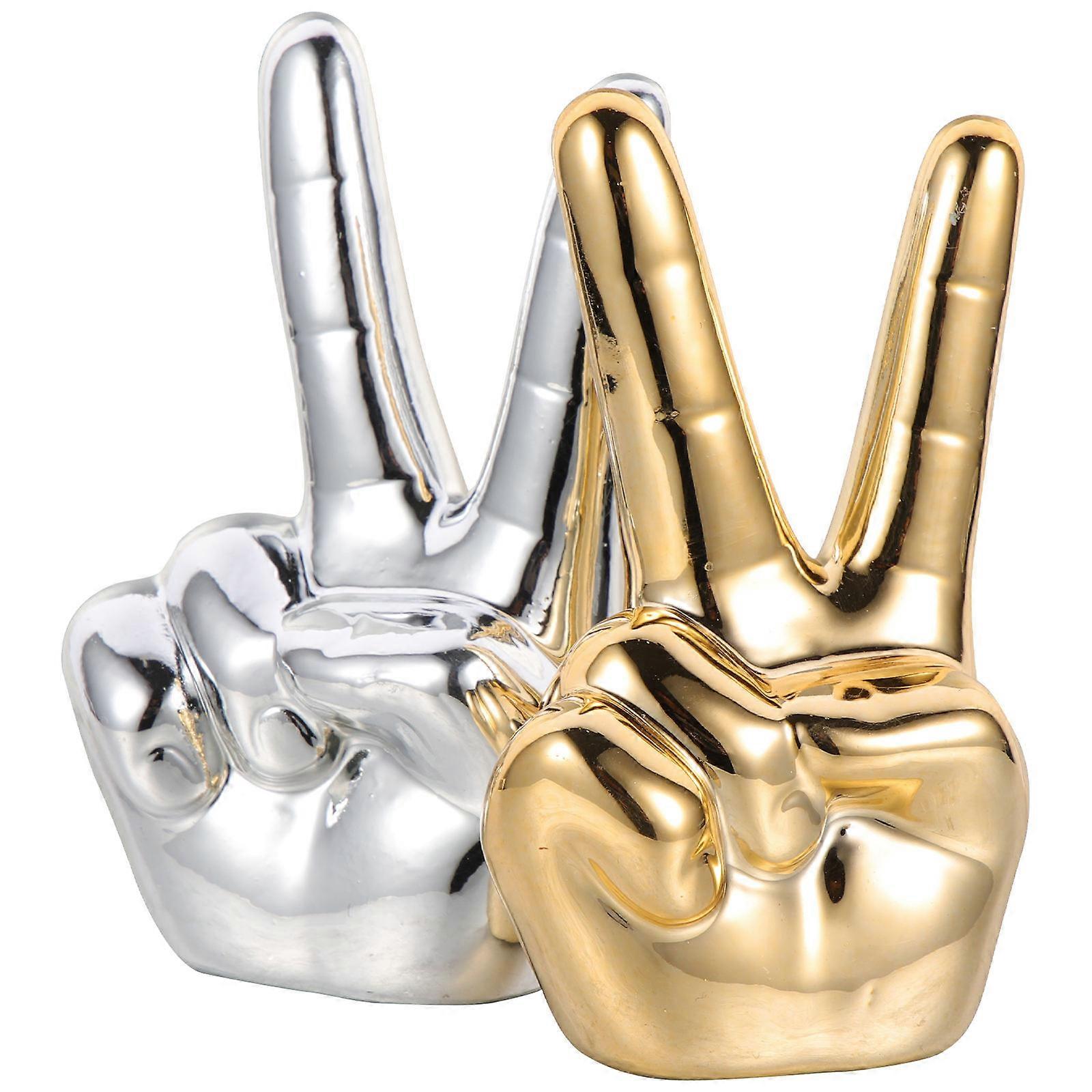 Decoration Ceramic Ring Holder 6Pcs Gesture Shape Ring Stands