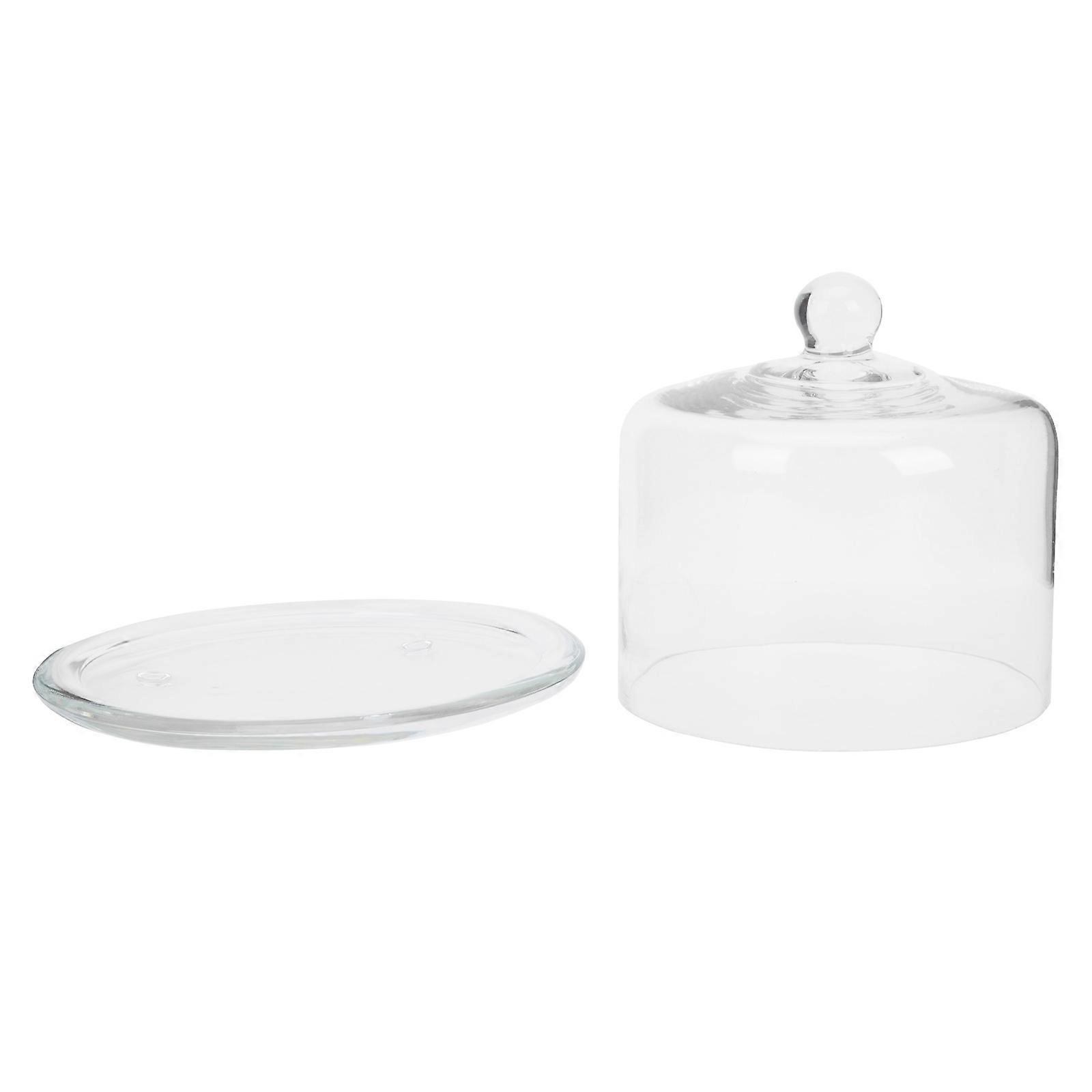 Square Glass Cake Tray With Cover For Restaurant 20X20CM Food Display 2 Sets