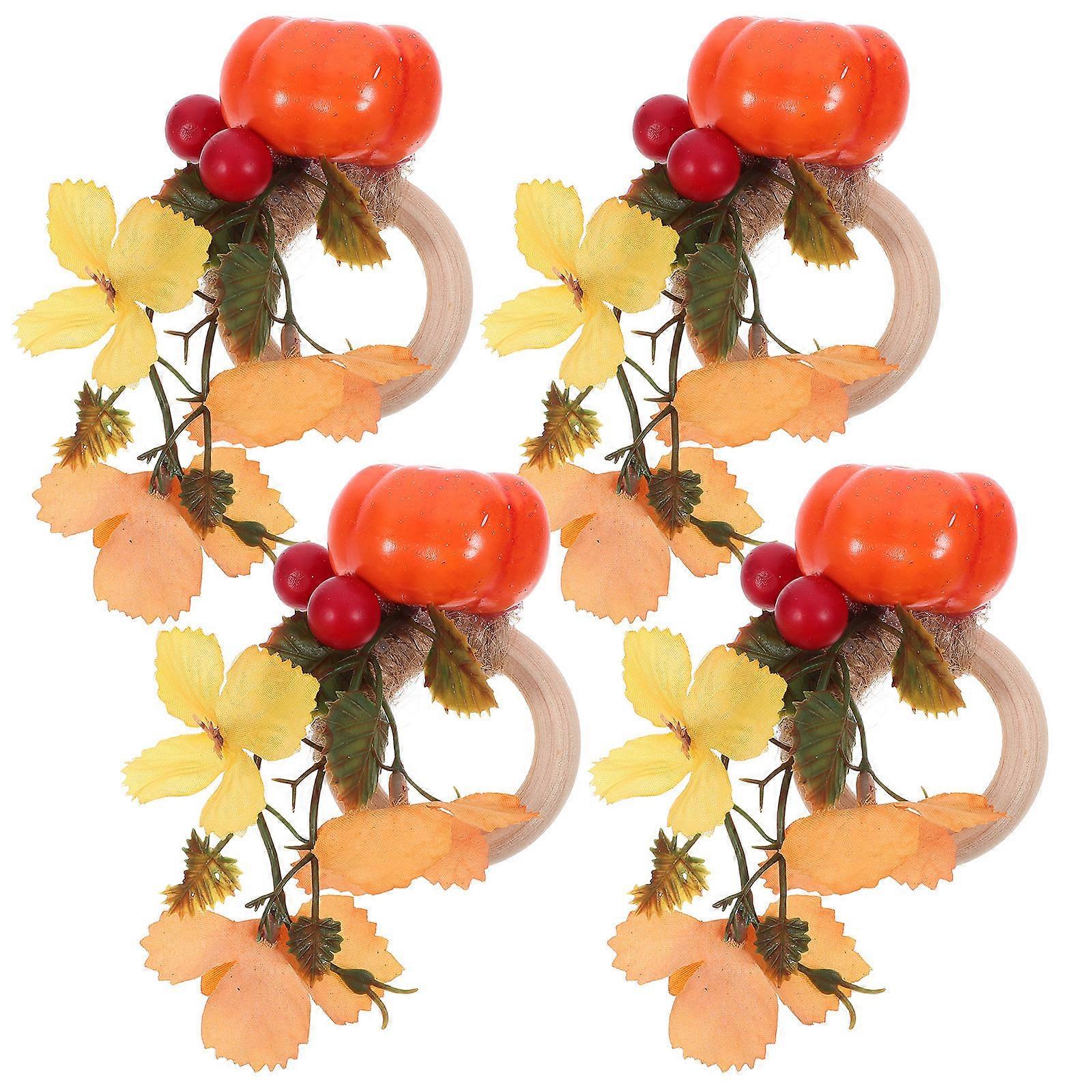Fall Pumpkin Napkin Buckle for Decor with 20Pcs Table Rings