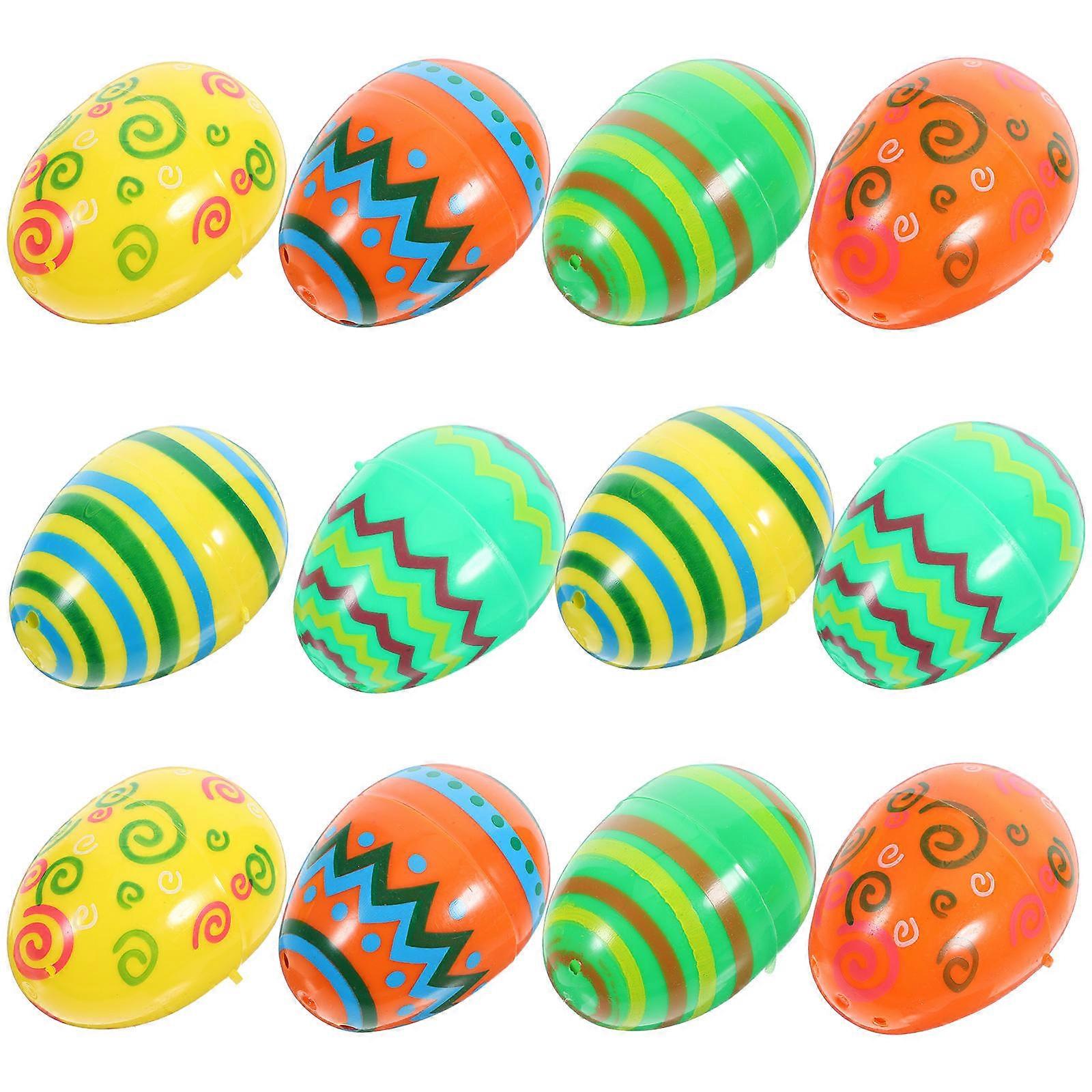 Colorful Fillable Easter Eggs Toy for Party Use 12Pcs Plastic Easter Egg Boxes