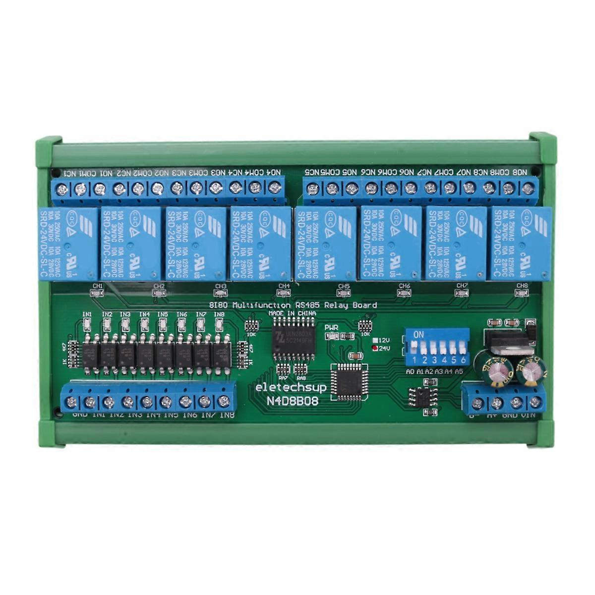 DC 24V 8 Ch RS485 Relay Board Modbus RTU for PLC Automation Control