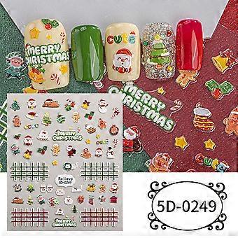 Embossed Christmas Nail Art Stickers, Snowman Snowflake Design, DIY Nail Stickers, 100mm Bare Chip