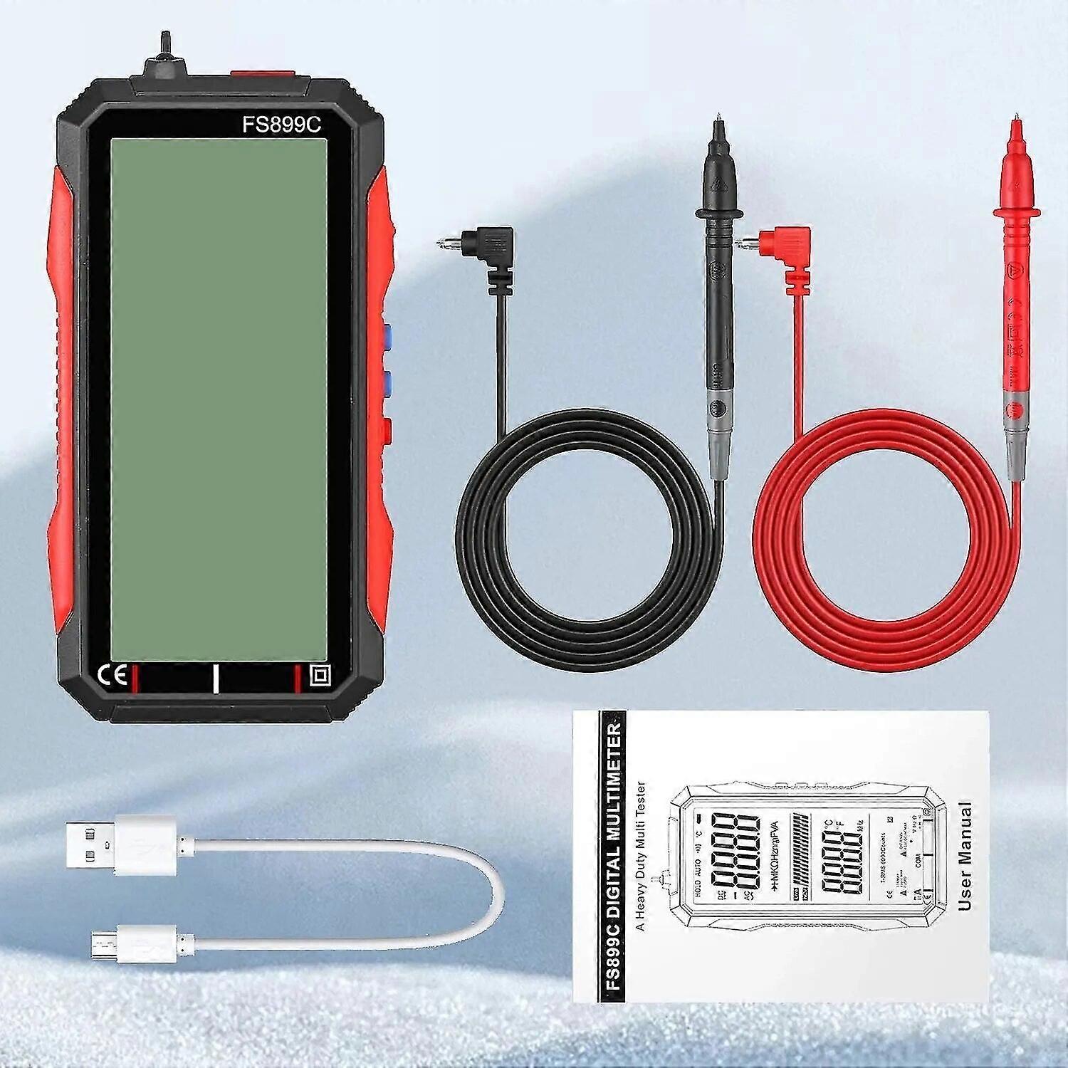 Fs899c Rechargeable 4.8 Inch Large Screen 6000 Counts Smart Digital Multimeter Auto-ranging Capacitance Ohm Hz Diode Live Check