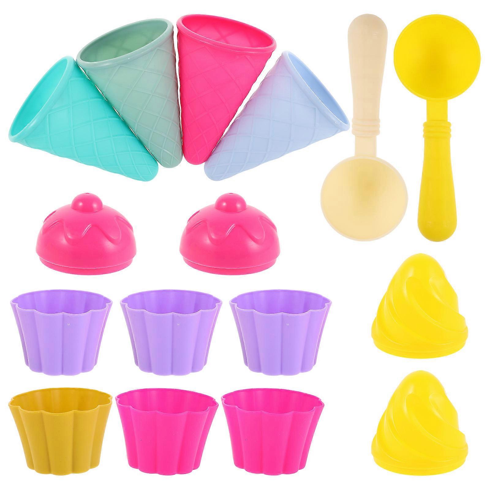 Ice Cream Scoop Beach Toys Kids Plastic Toy Ice Cream Cone Set for Play 12Sets