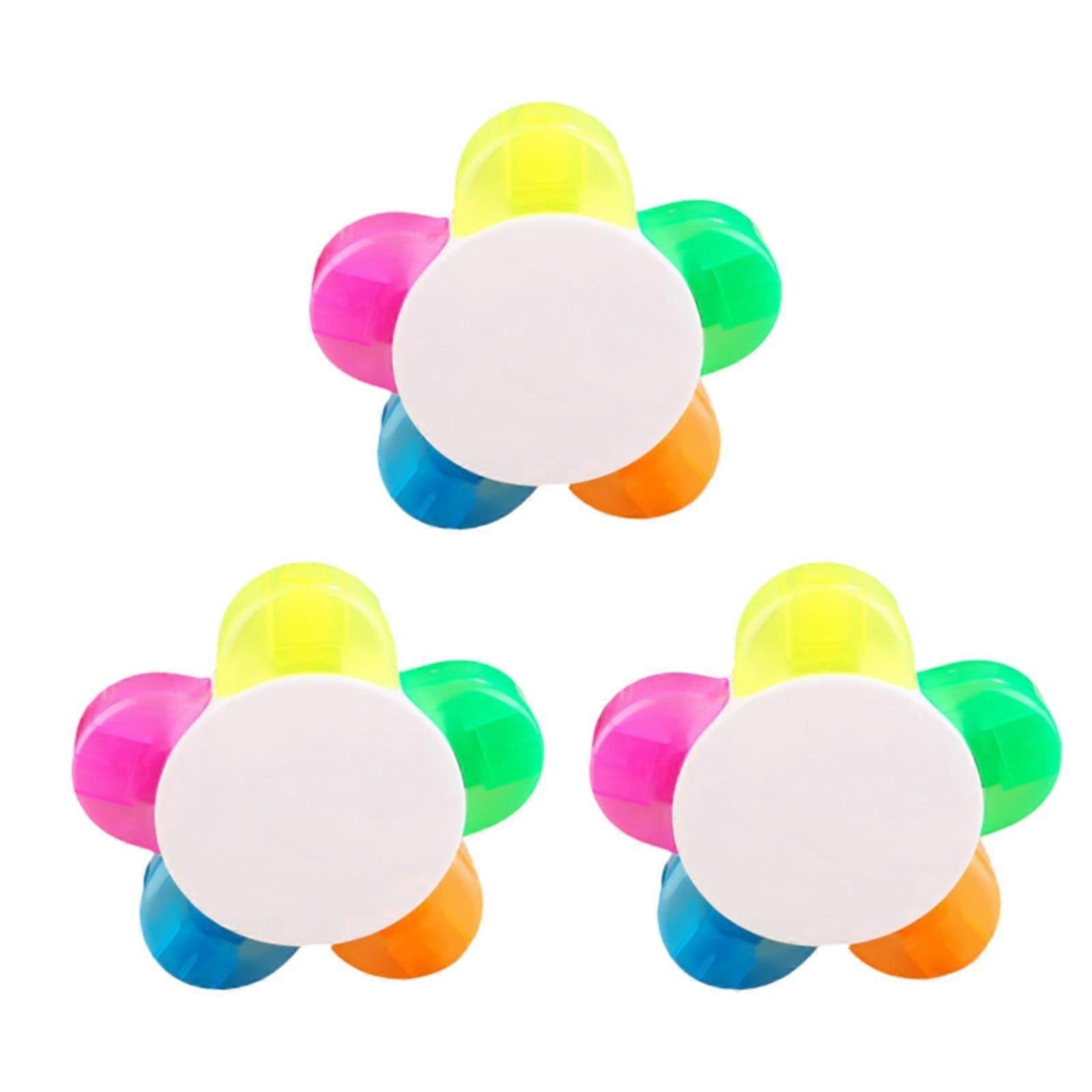 Five Color Flower Highlighter Thick Line Thin Line Marker Focus Color Students Use Stationery Candy Color Line Markers50ml School Supplies