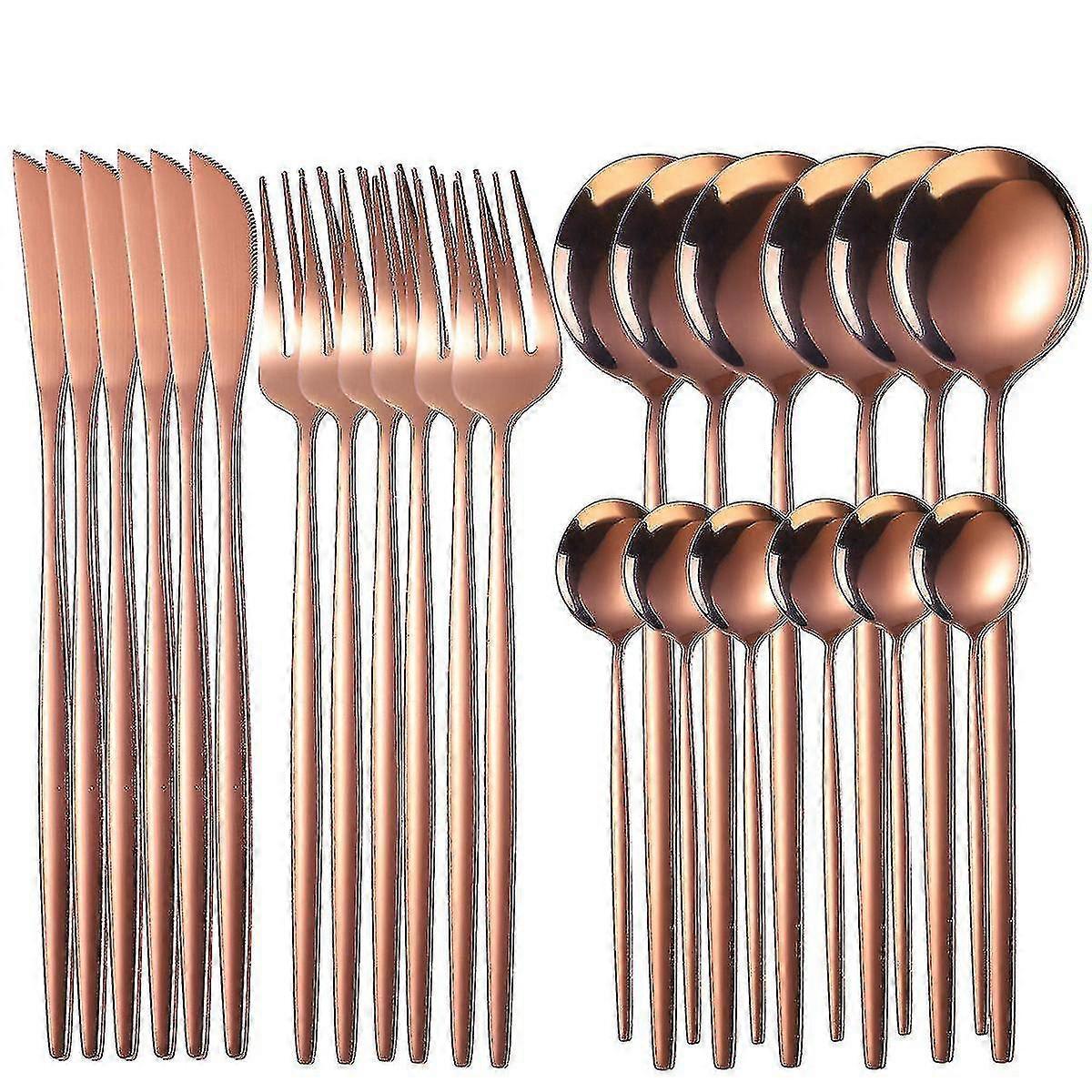 24pcs Cutlery Set Stainless Knife Fork Spoon Flatware Tableware Set