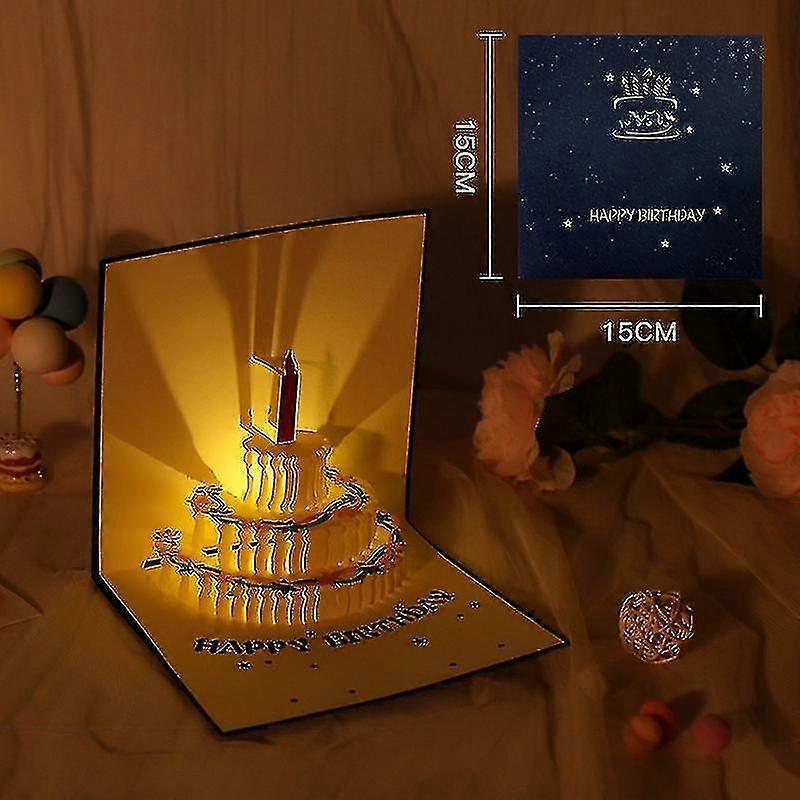 Birthday Card With Music And Lights, 3d Pop-up Card With Envelope