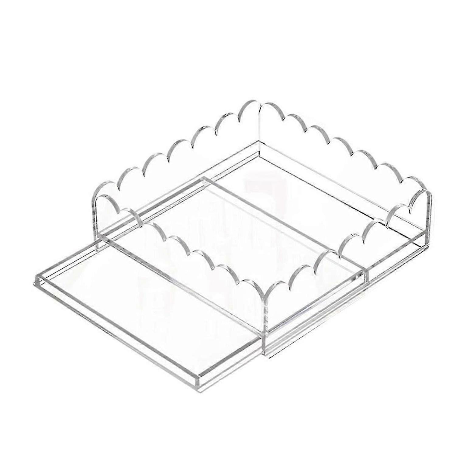 Acrylic Scalloped Tray 9x9inch Large Clear Acrylic Tray with Drawer