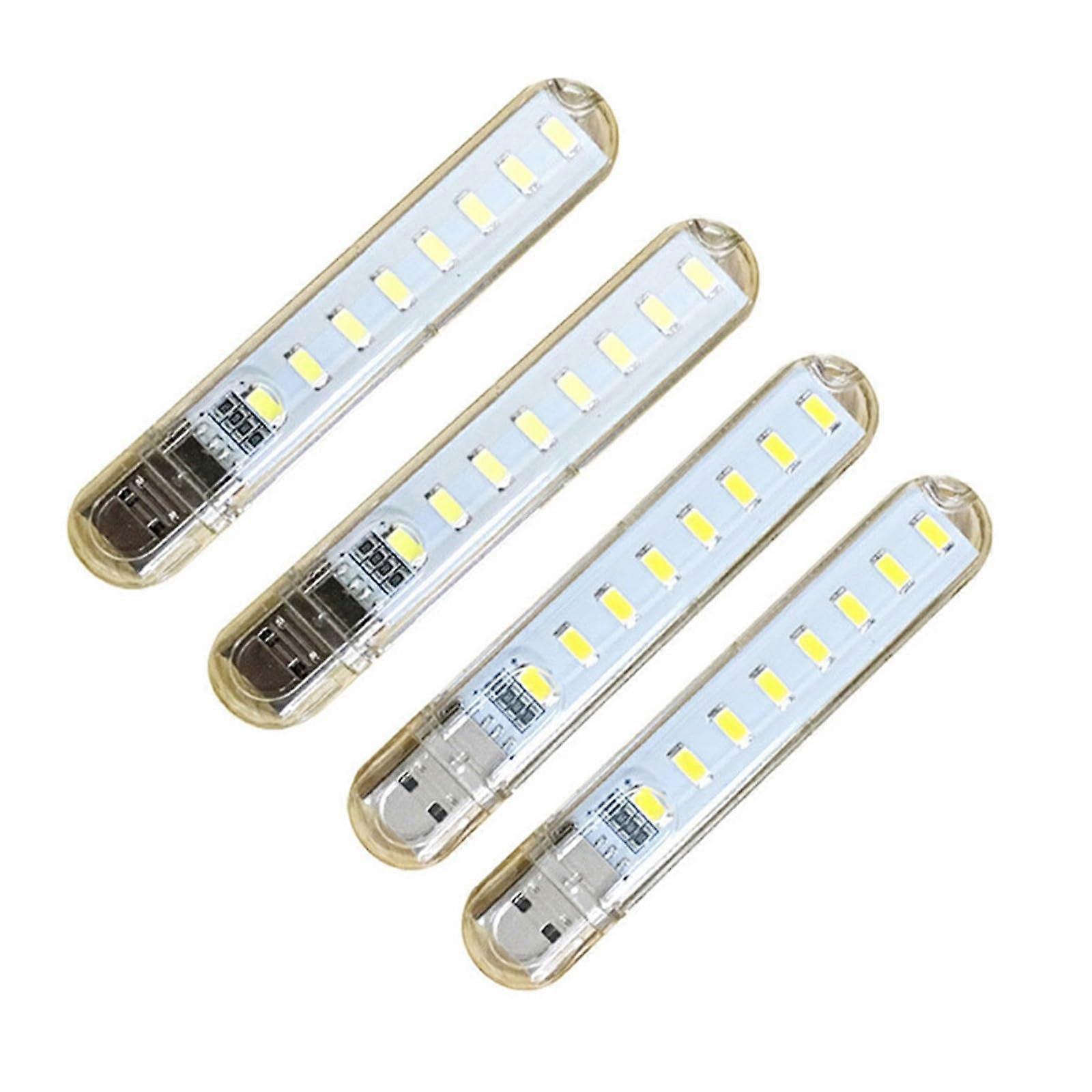 USB LED Book Light Portable 5V 4Pack 8LED White Reading Lamp For PC Laptop Notebook