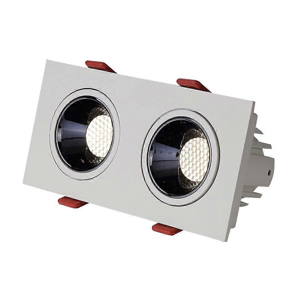 Dimmable 2Head LED Recessed Lighting With Adjustable Angle Rectangular Ceiling Spotlight Honeycomb Mesh Living Room