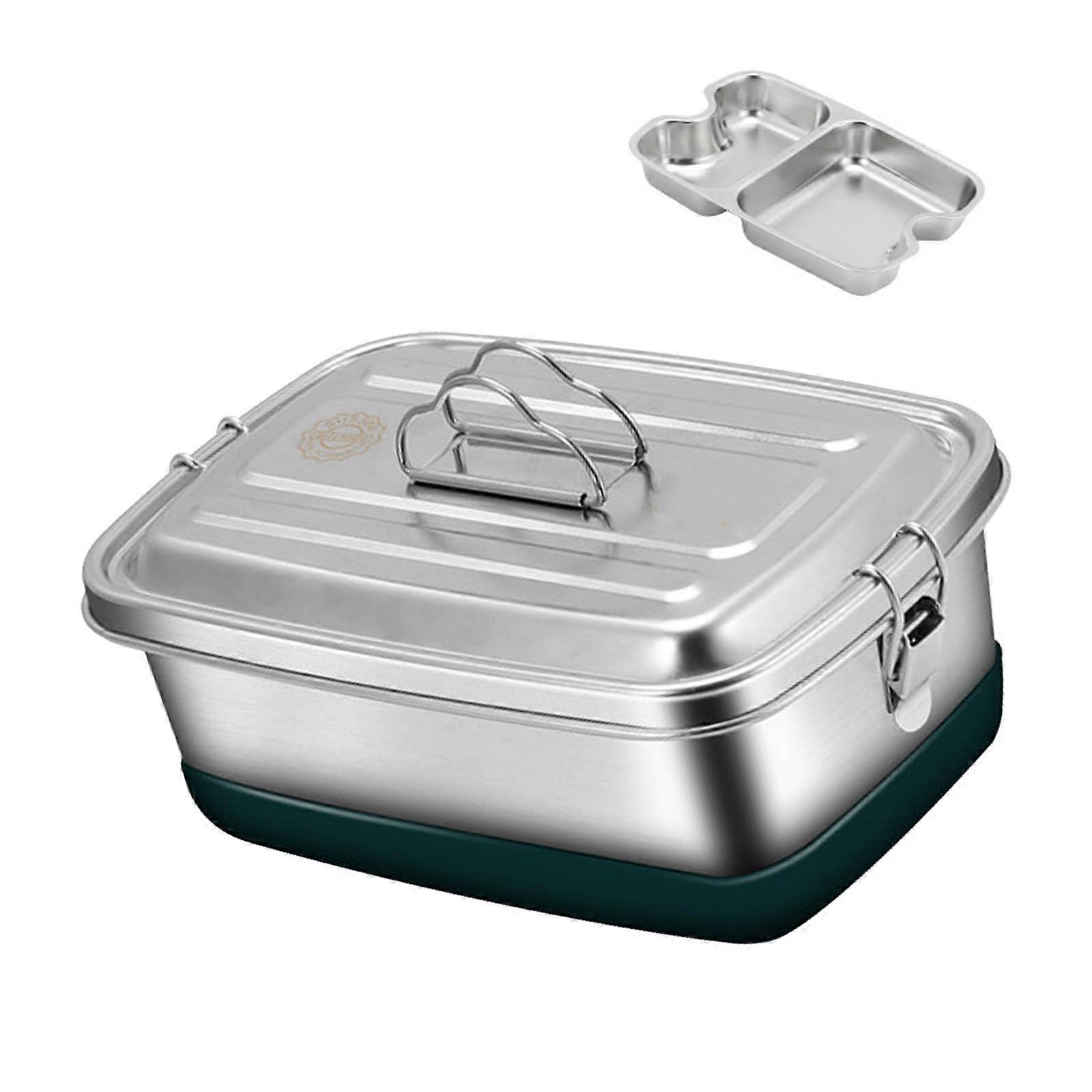 Portable Stainless Steel Bentos Box Double Layer Lunch Storage Container Sealing Lid For School Work Picnics
