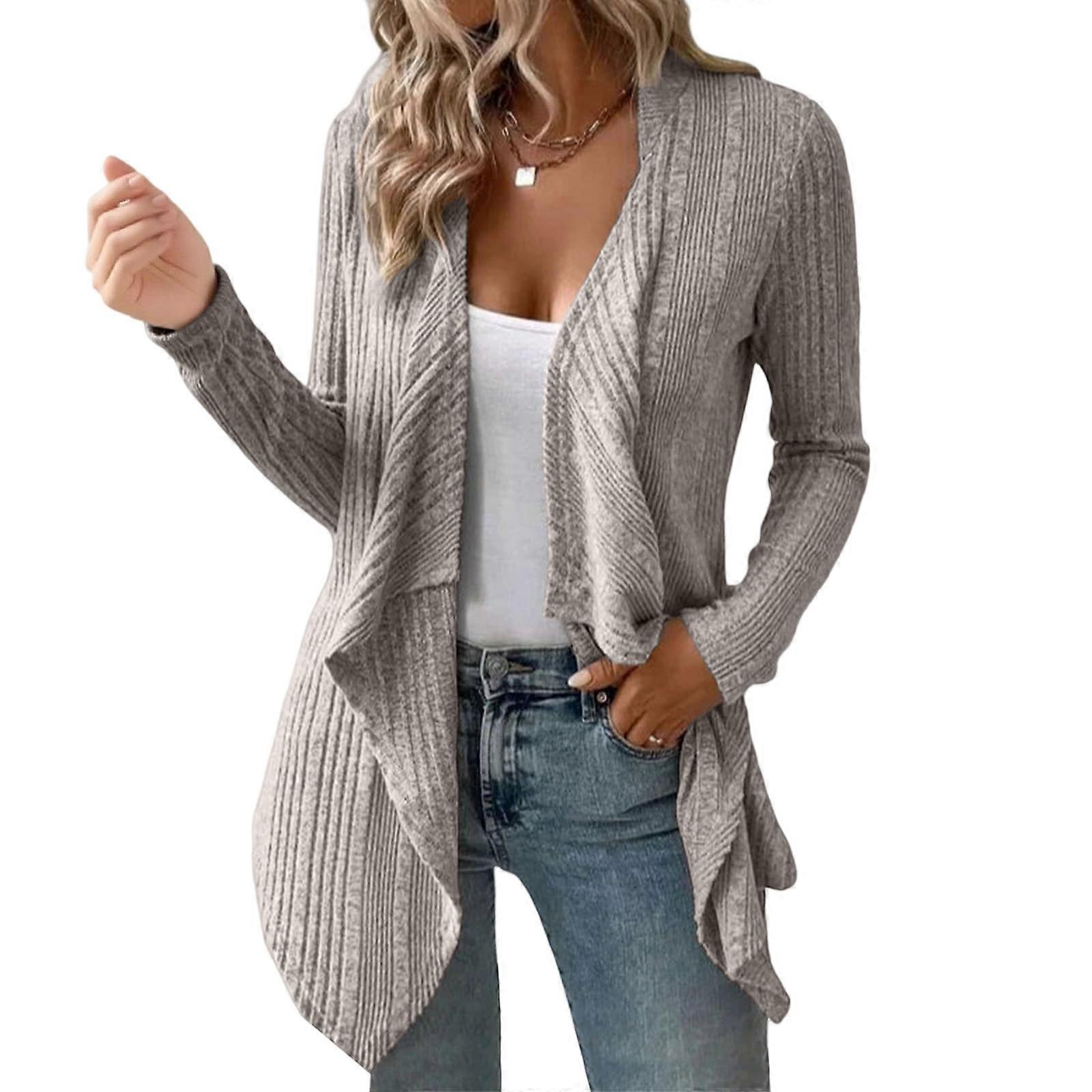 Women's casual open-front light long-sleeved sweater  Multi XL