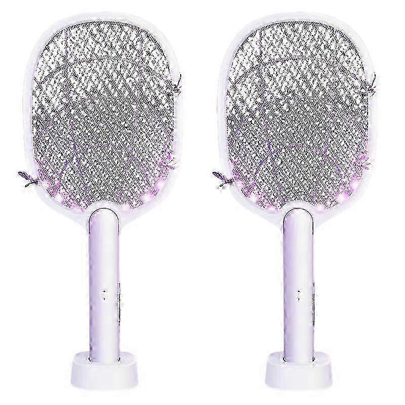2Pcs Rechargeable Electric Mosquito Fly Swatter Zapper Racket Bug Insect Killer Lamp