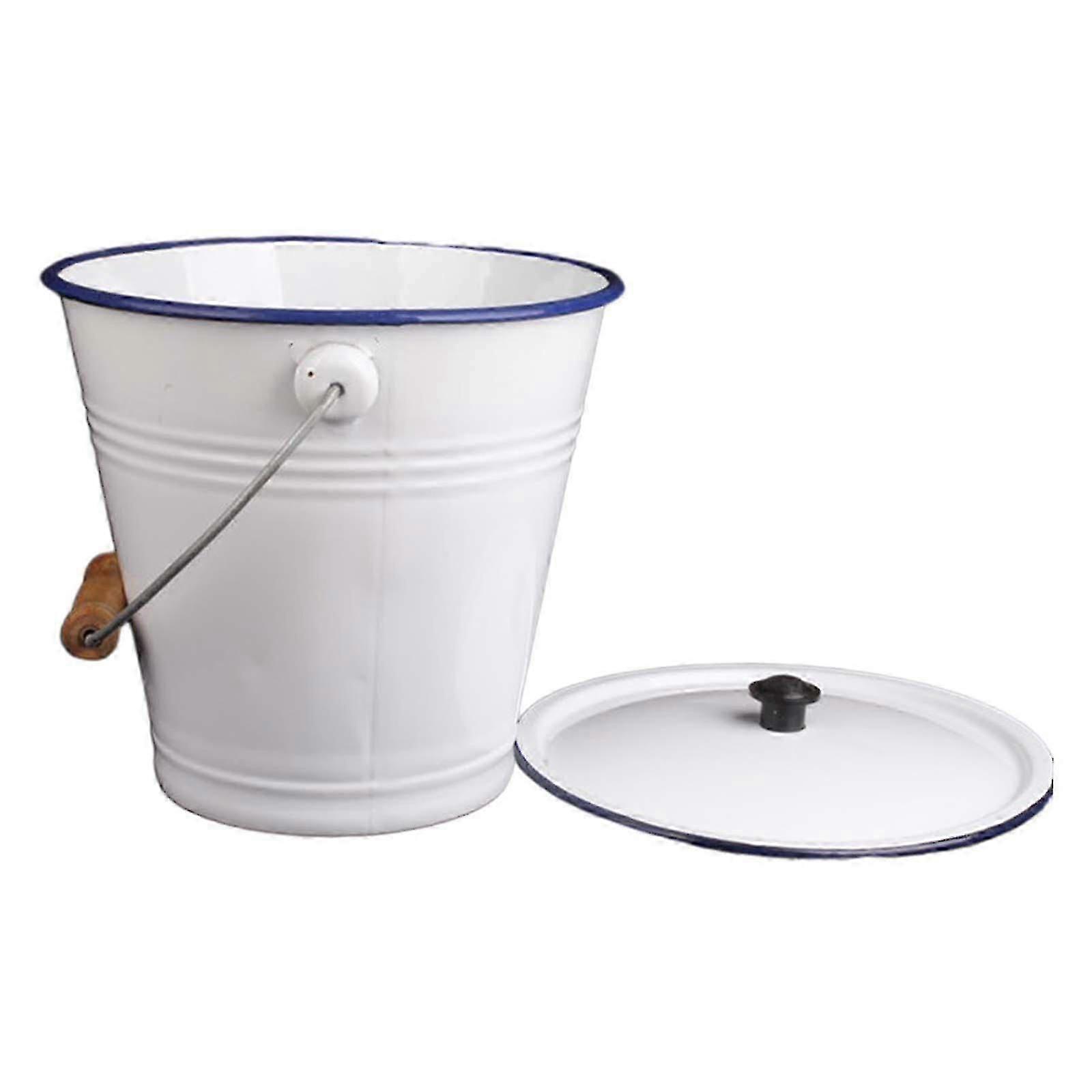 Enamel Bucket Water Bucket with Lid Country Kitchen Utility Enamelware Bucket Pails for Party Favors Organizing Chilling hwy215SH