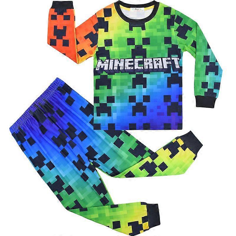 Conjunto de roupa infantil Minecraft: moletom com capuz de manga comprida e calça.